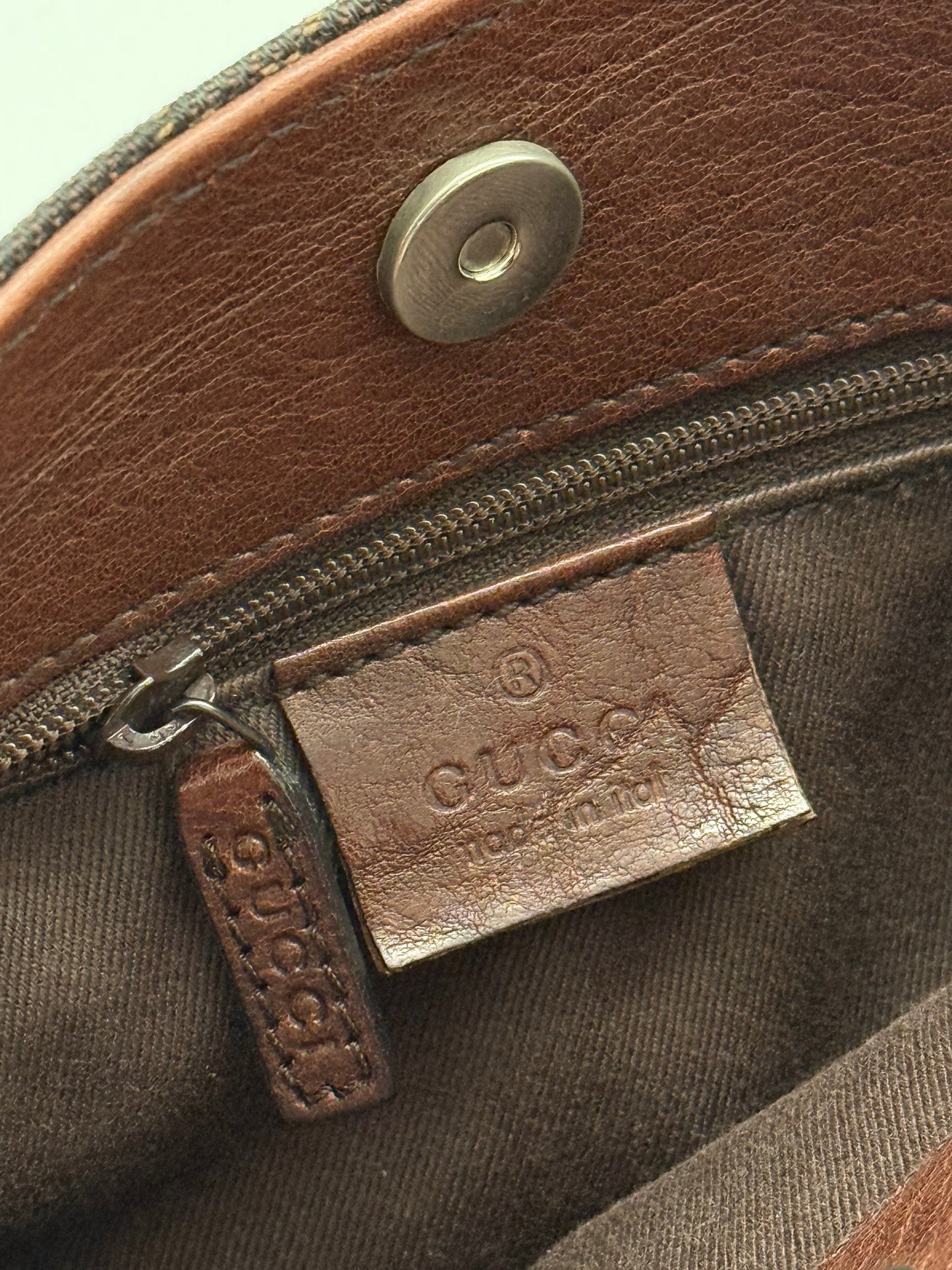 Gucci Black GG Canvas Baguette Shoulder Bag