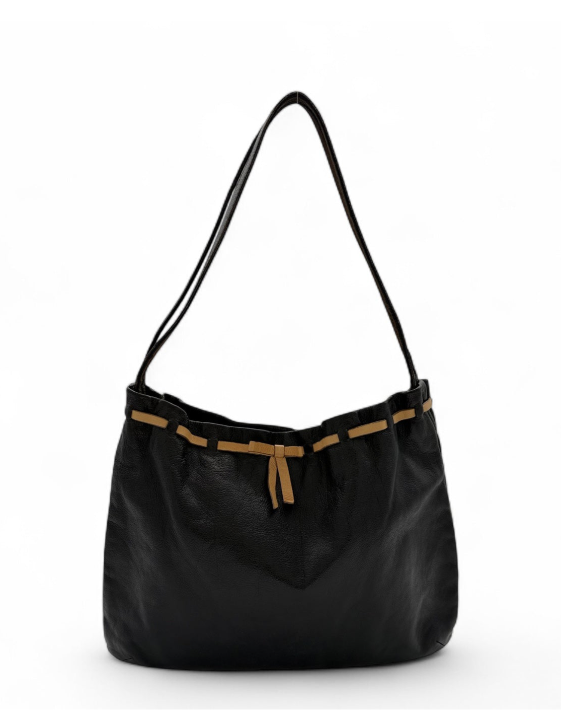 Miu Miu Black Leather Bow Shoulder Bag