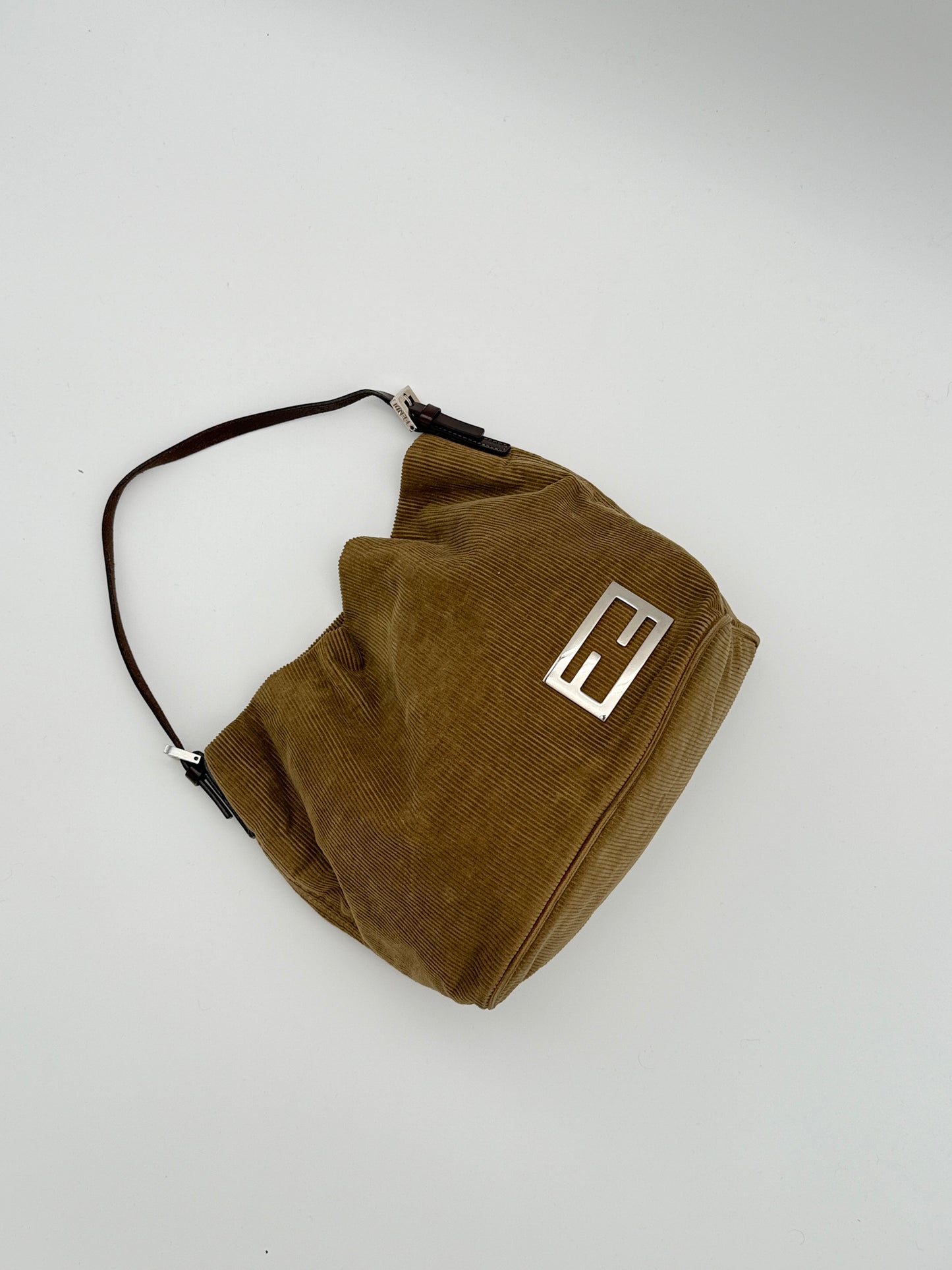 Fendi camel corduroy shoulder bag
