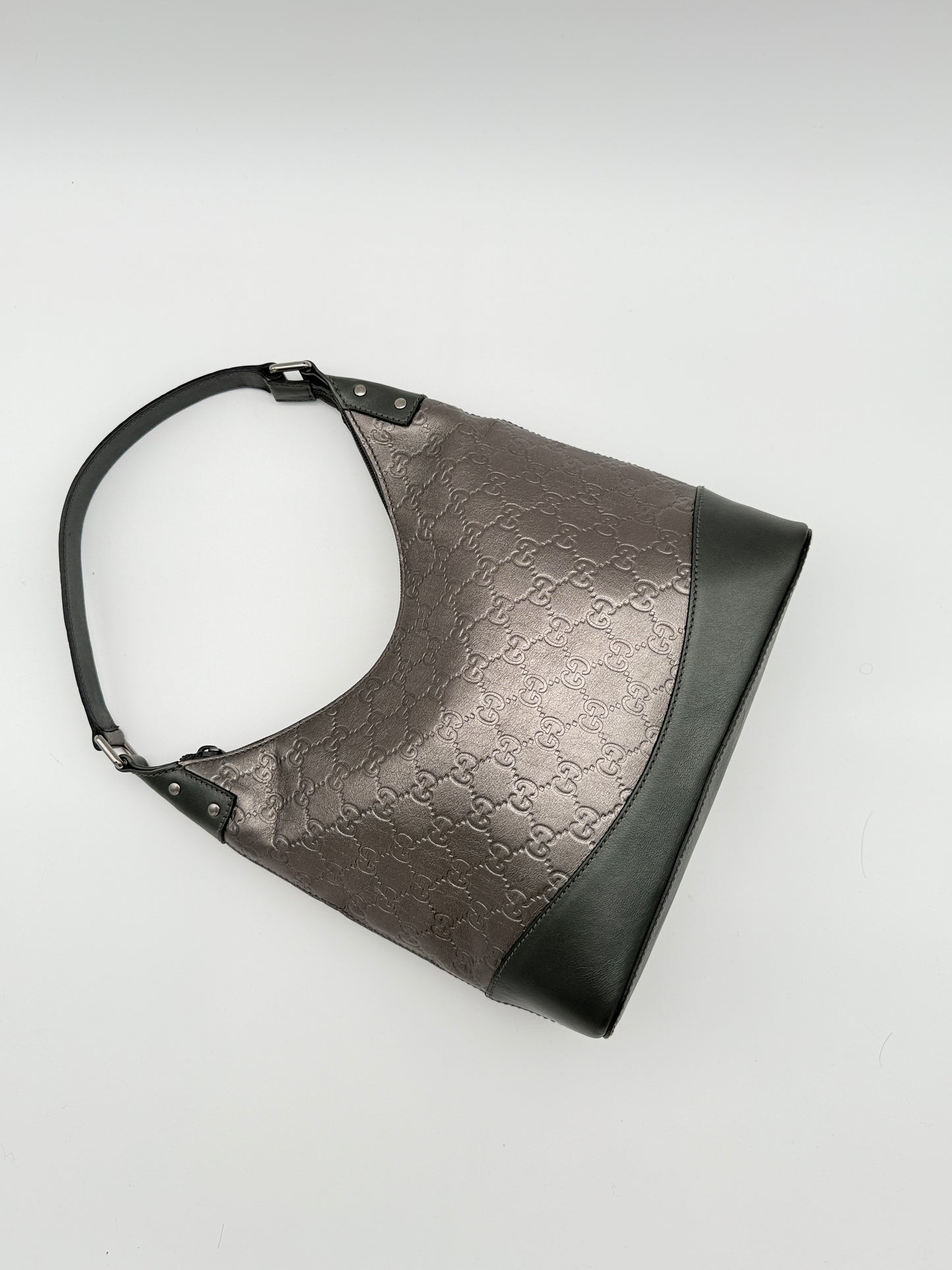 Gucci GG Leather Hobo Bag – Metallic Grey