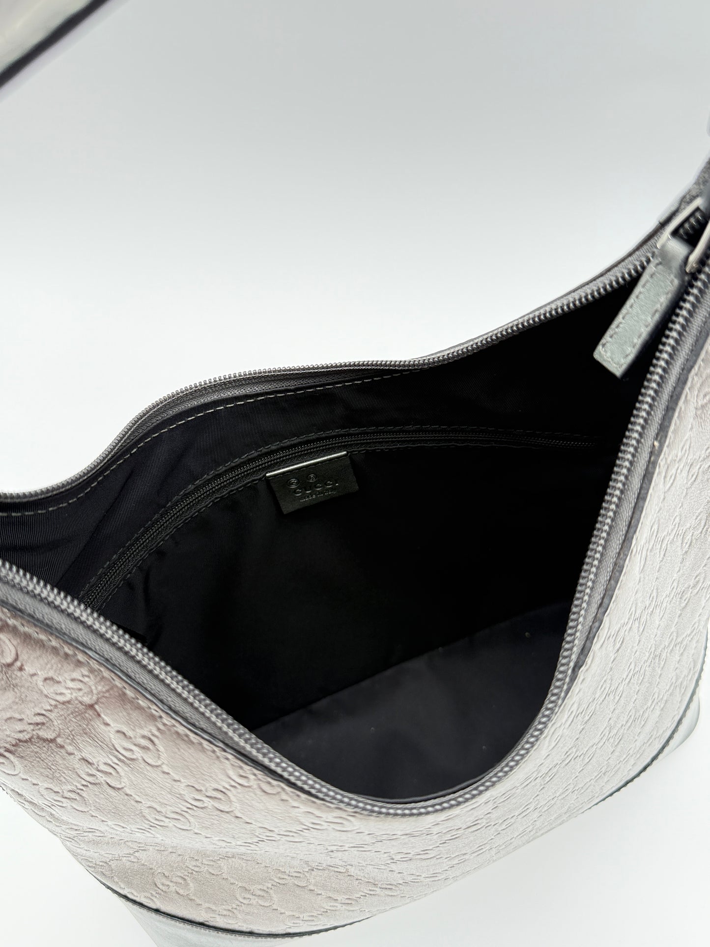 Gucci GG Leather Hobo Bag – Metallic Grey