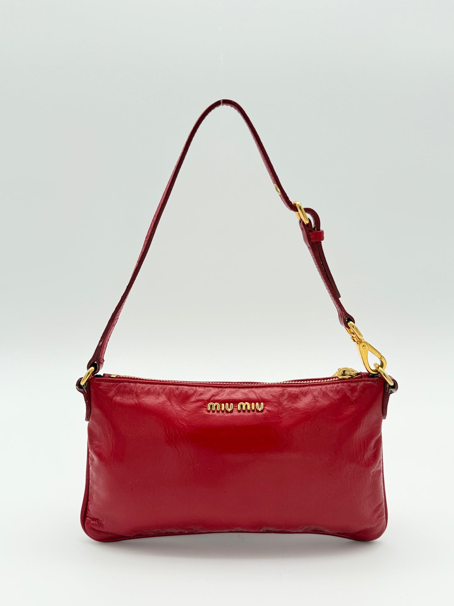 Miu Miu Red Glossy Shoulder Bag