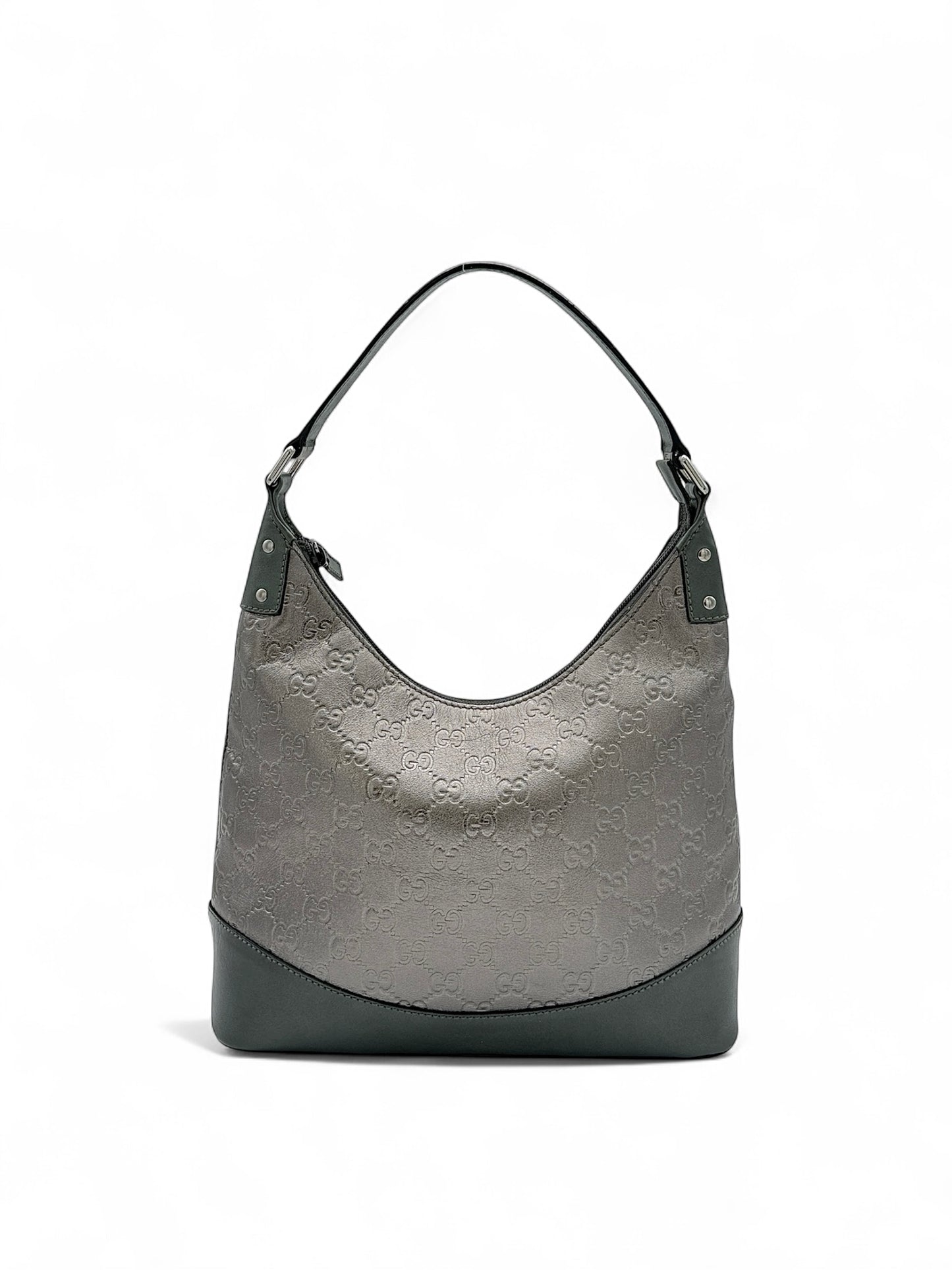 Gucci GG Leather Hobo Bag – Metallic Grey