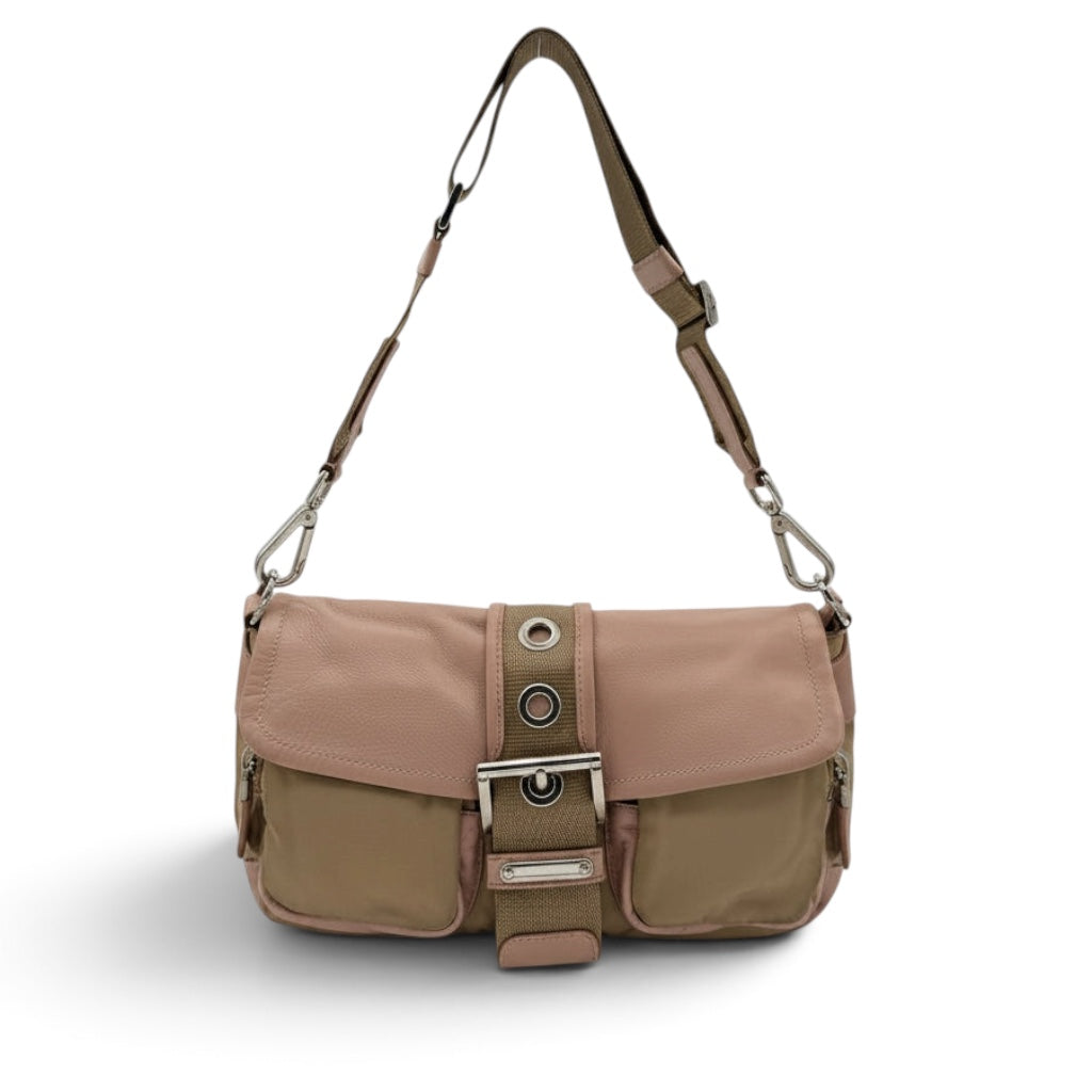 Prada Beige Pink Leather Shoulder Bag