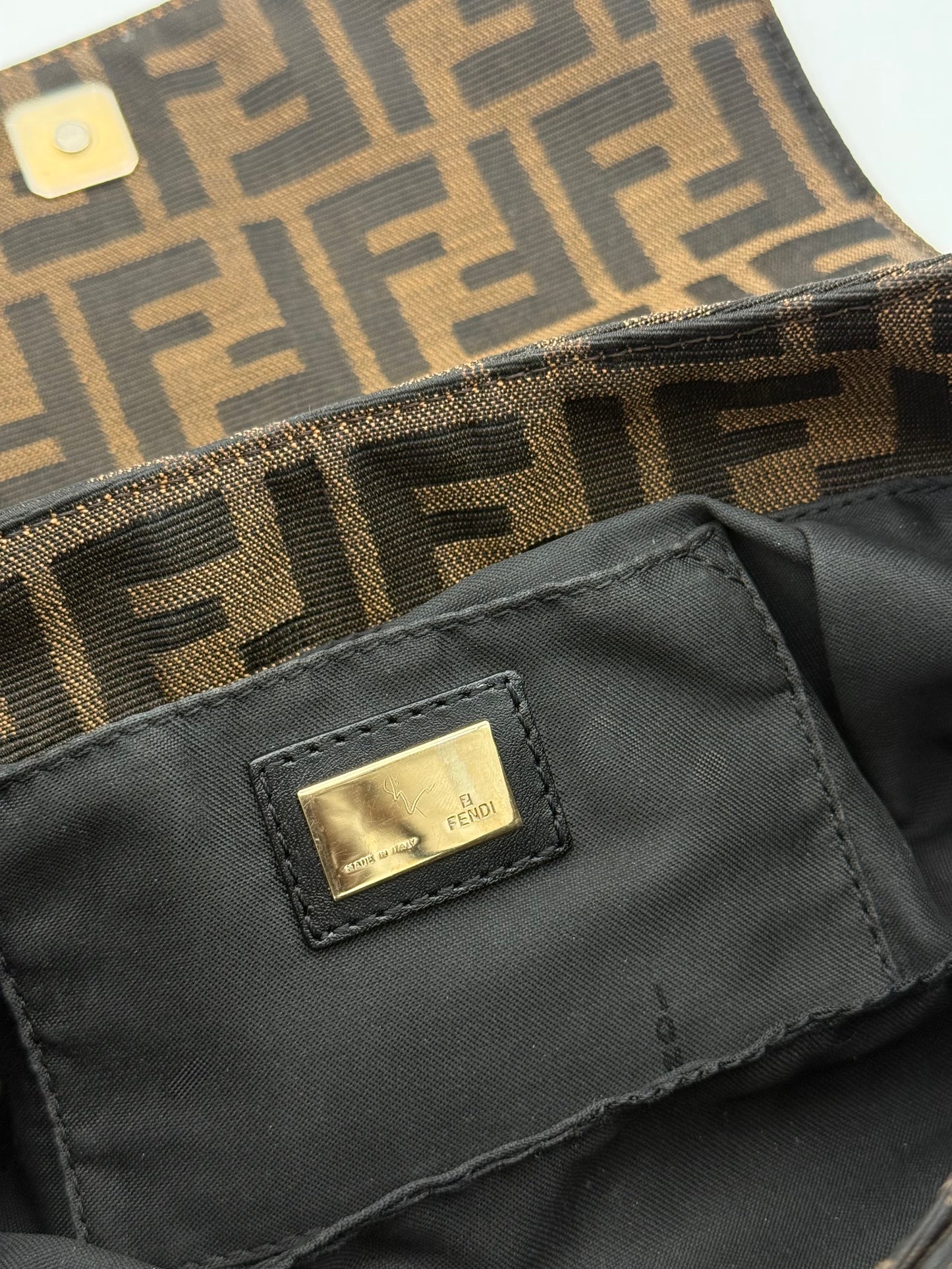 Fendi Zucca Chef Shoulder Bag Brown Canvas