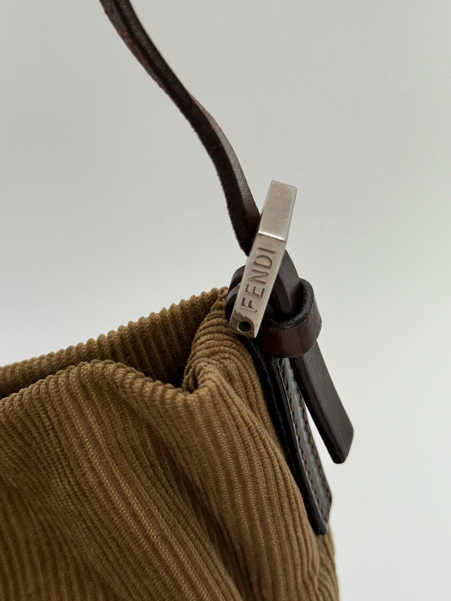 Fendi camel corduroy shoulder bag