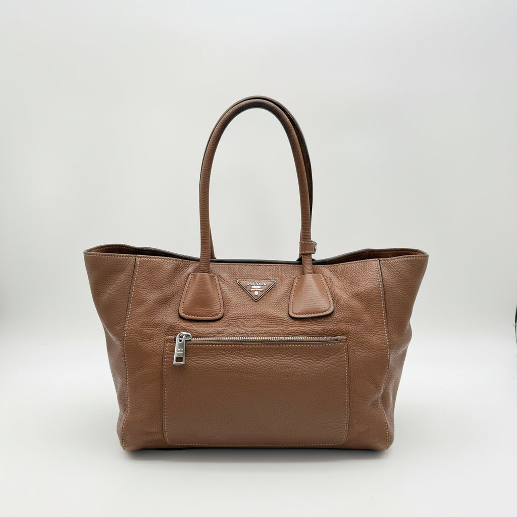 Prada Brown Leather Tote Bag