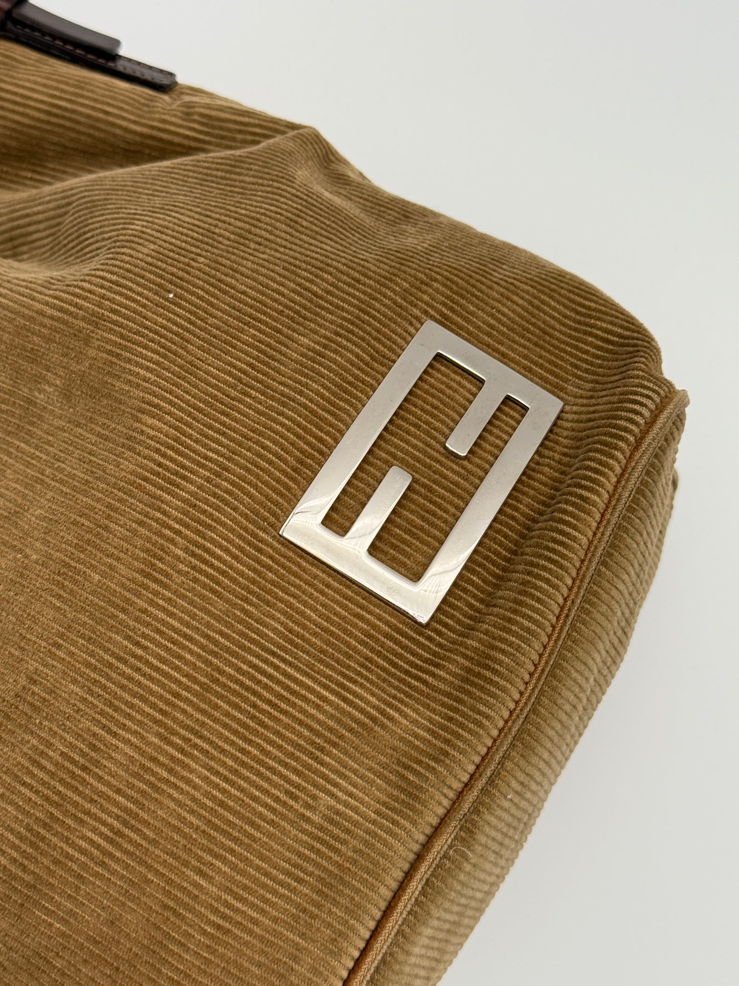 Fendi camel corduroy shoulder bag