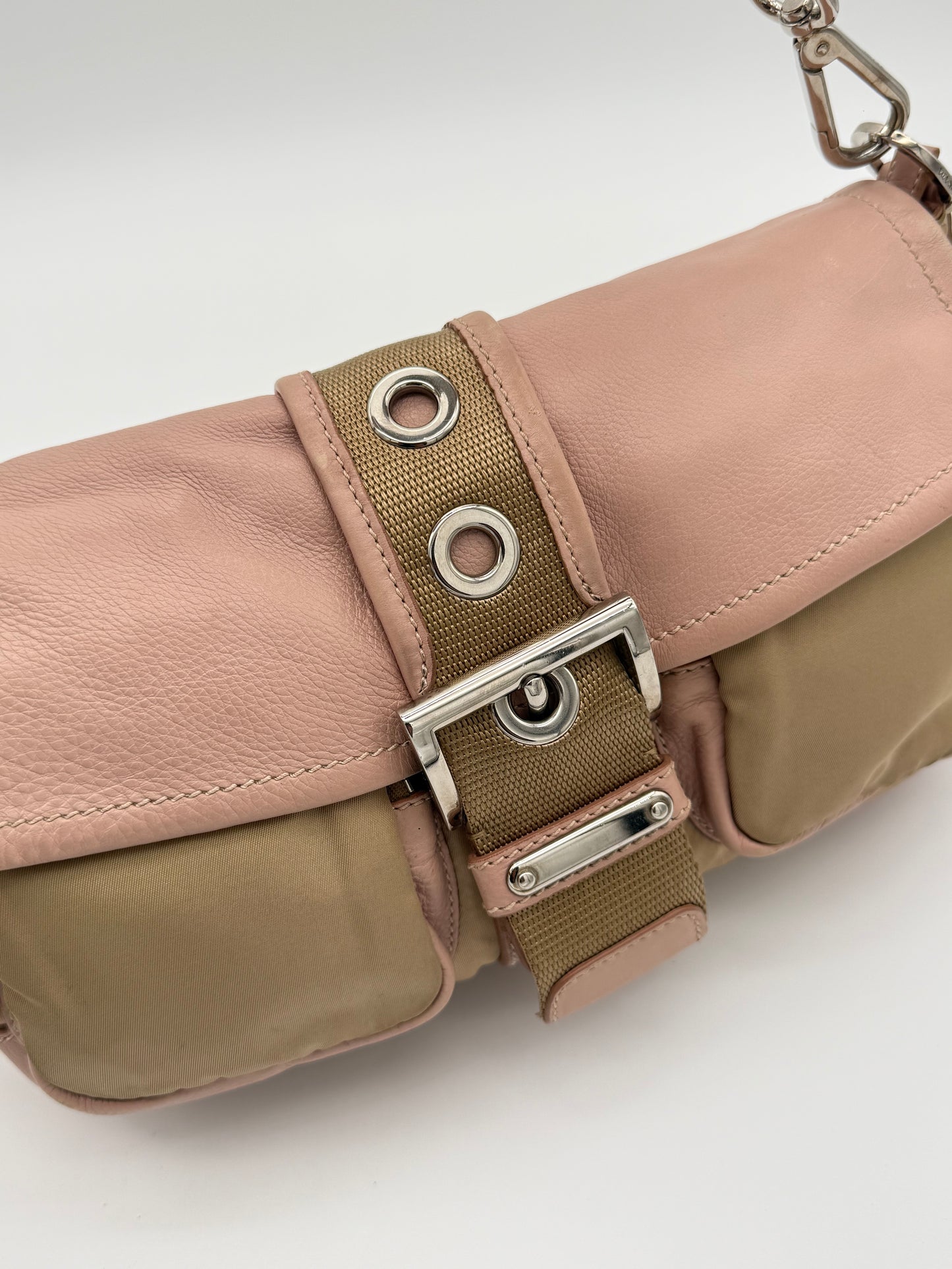 Prada Beige Pink Leather Shoulder Bag