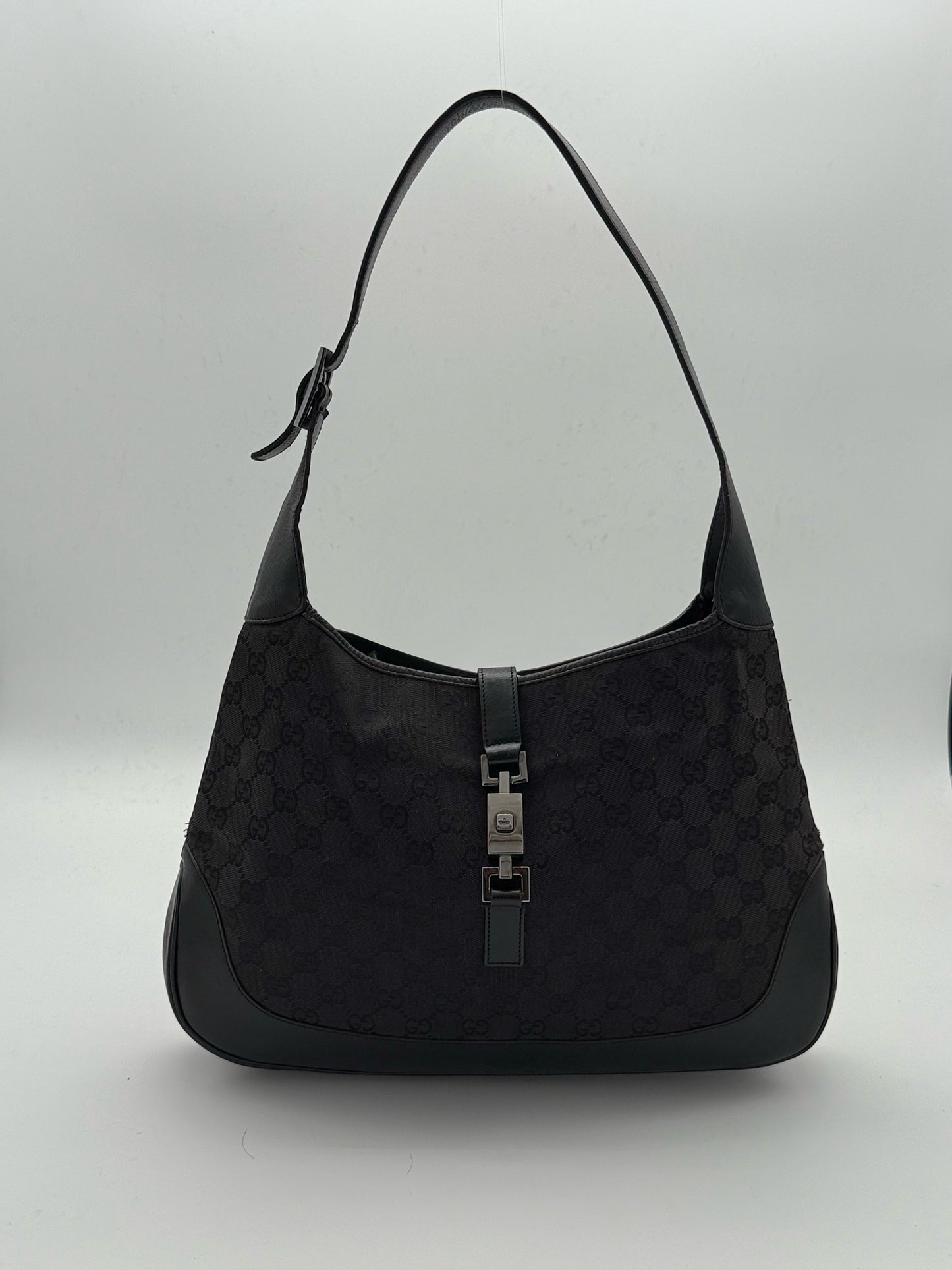 Gucci Jackie Shoulder Bag Black Monogram Canvas