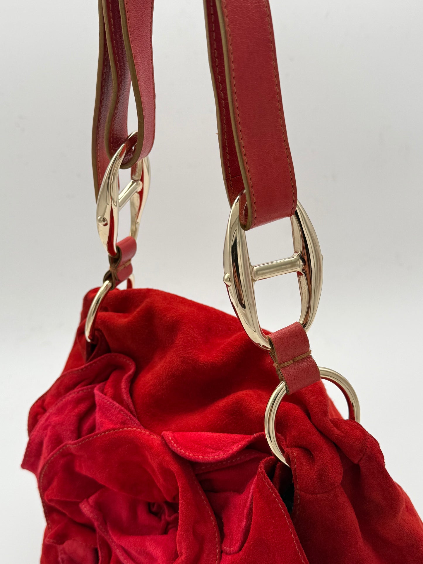 Saint Laurent Nadja Rose Suede Shoulder Bag