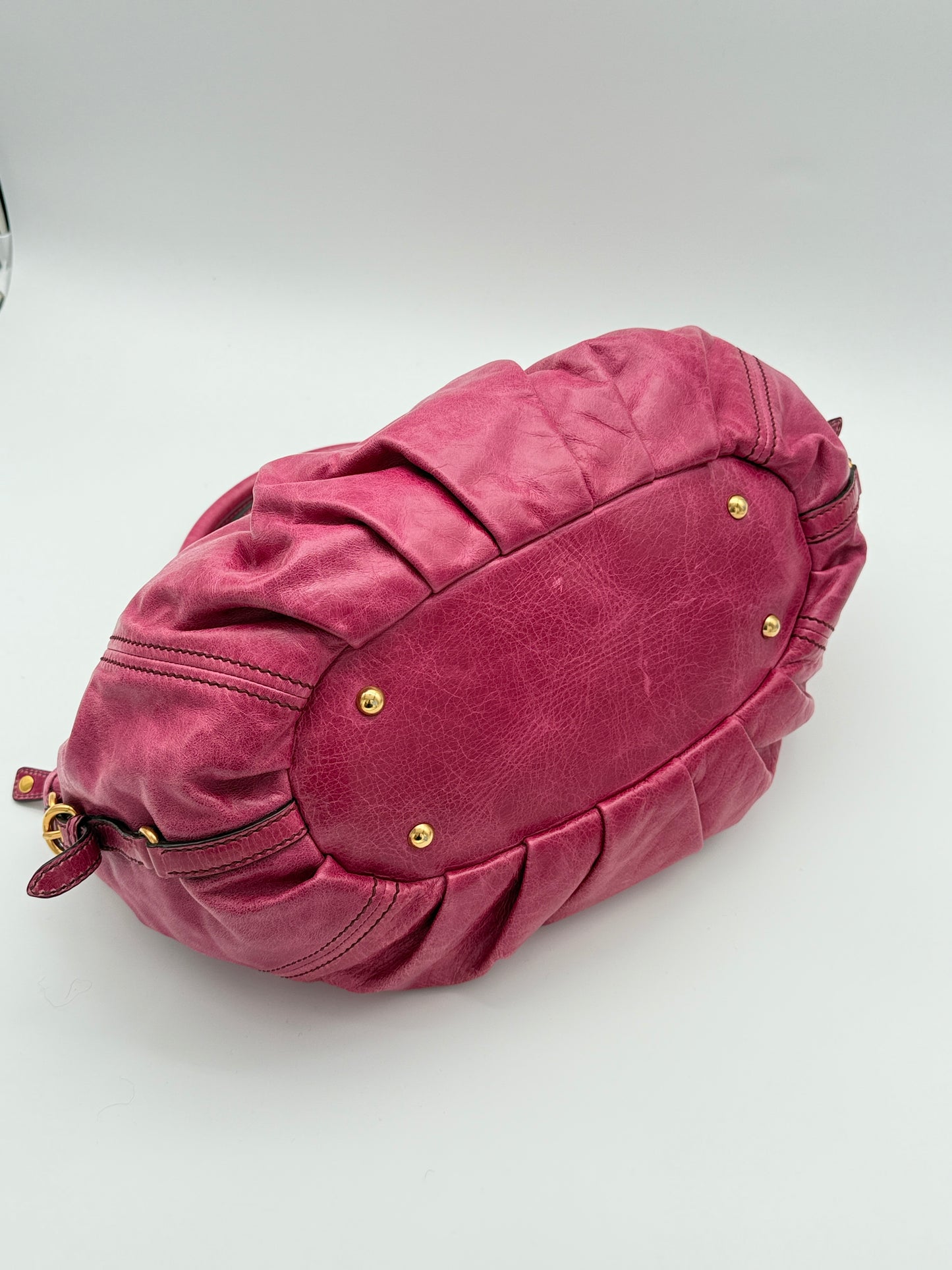 Miu Miu Archive Pink Pleated Leather Bag