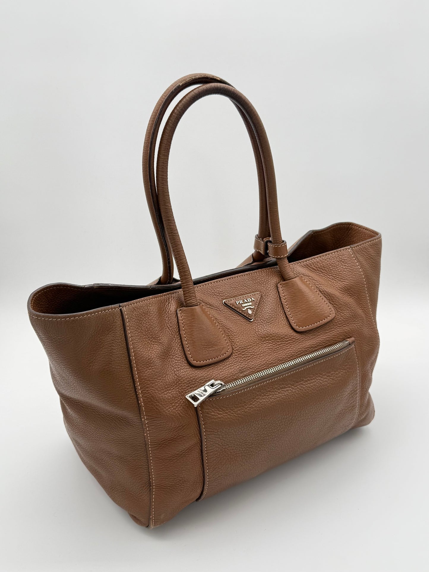 Prada Brown Leather Tote Bag