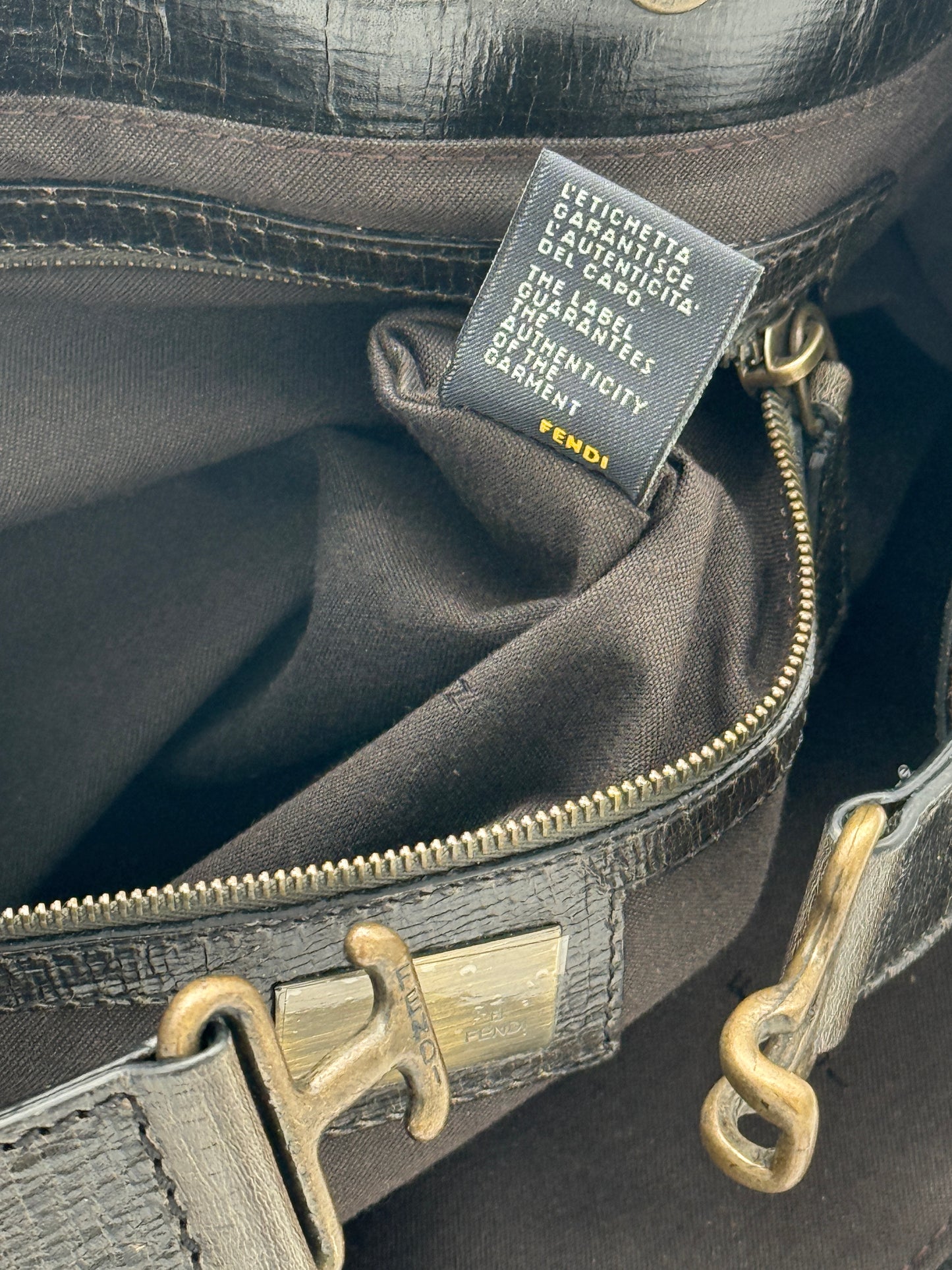 Fendi Metallic Brown Leather Bag