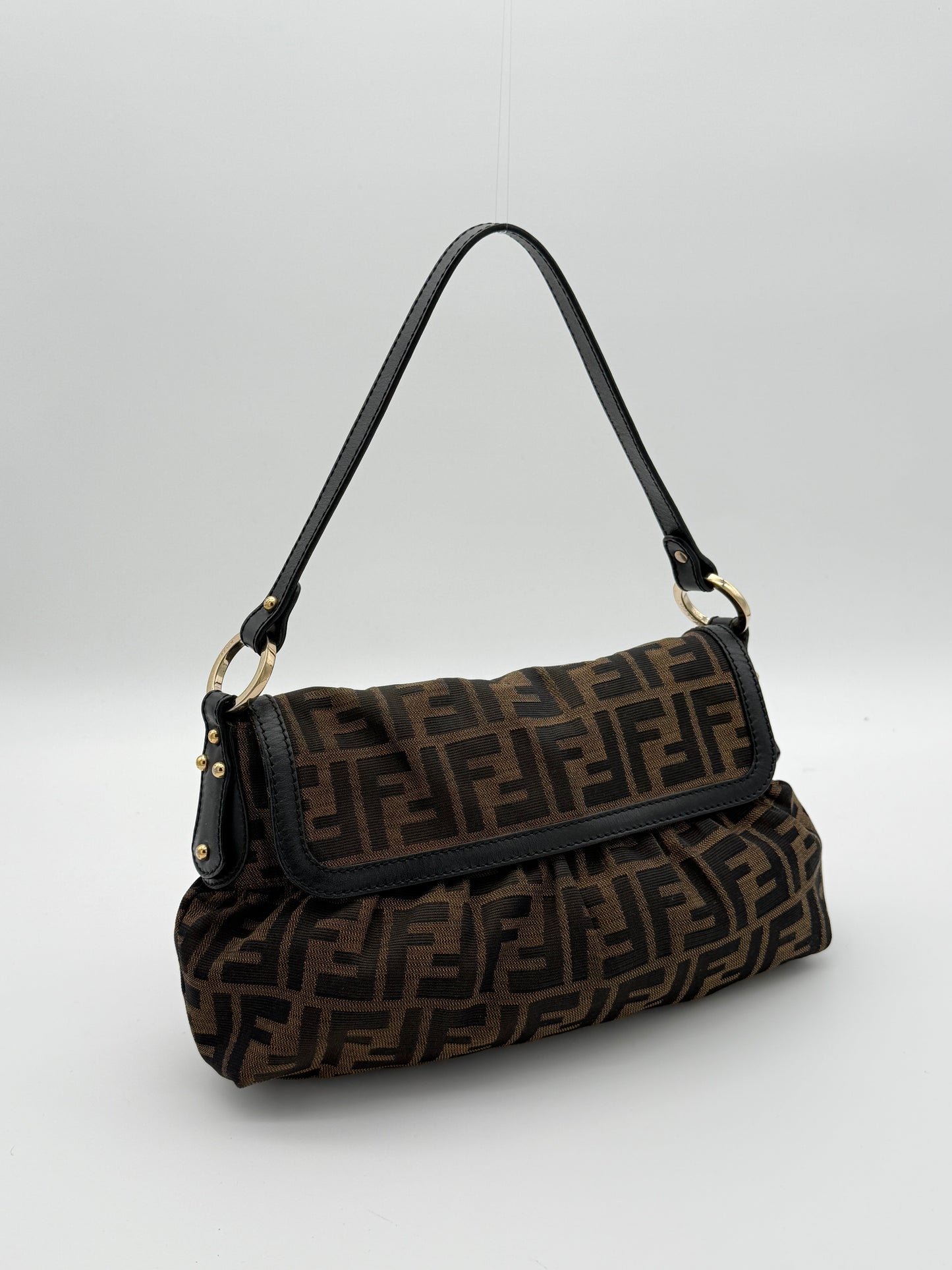 Fendi Zucca Chef Shoulder Bag Brown Canvas