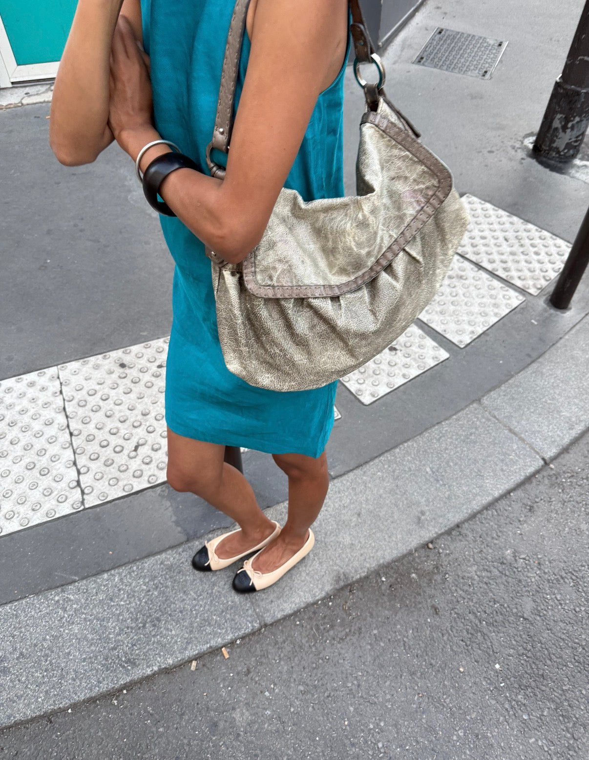 Fendi Selleria Distressed Leather Shoulder Bag