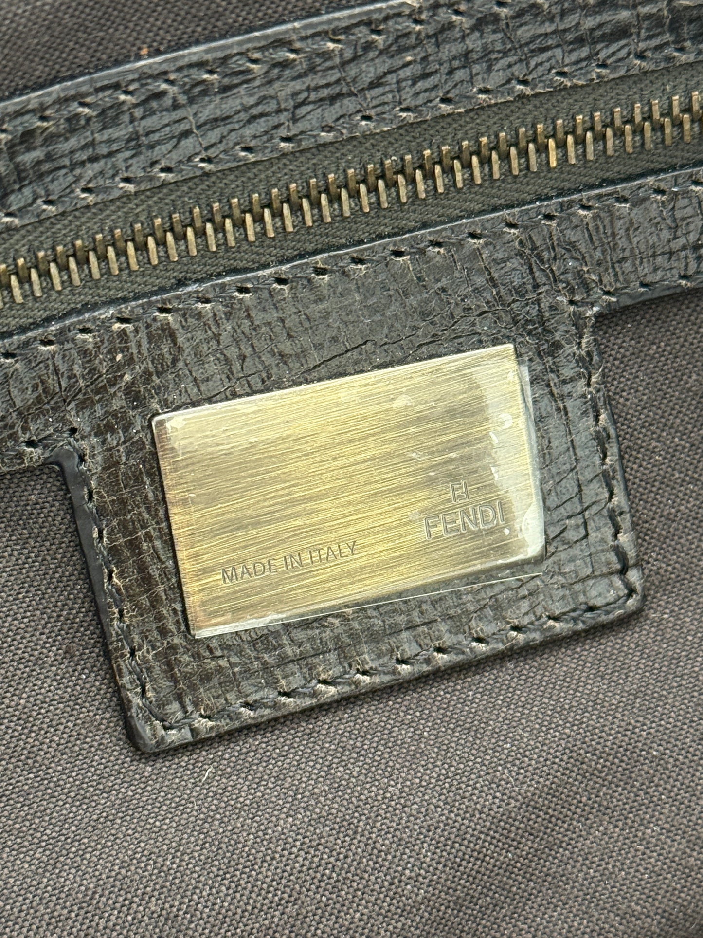 Fendi Metallic Brown Leather Bag