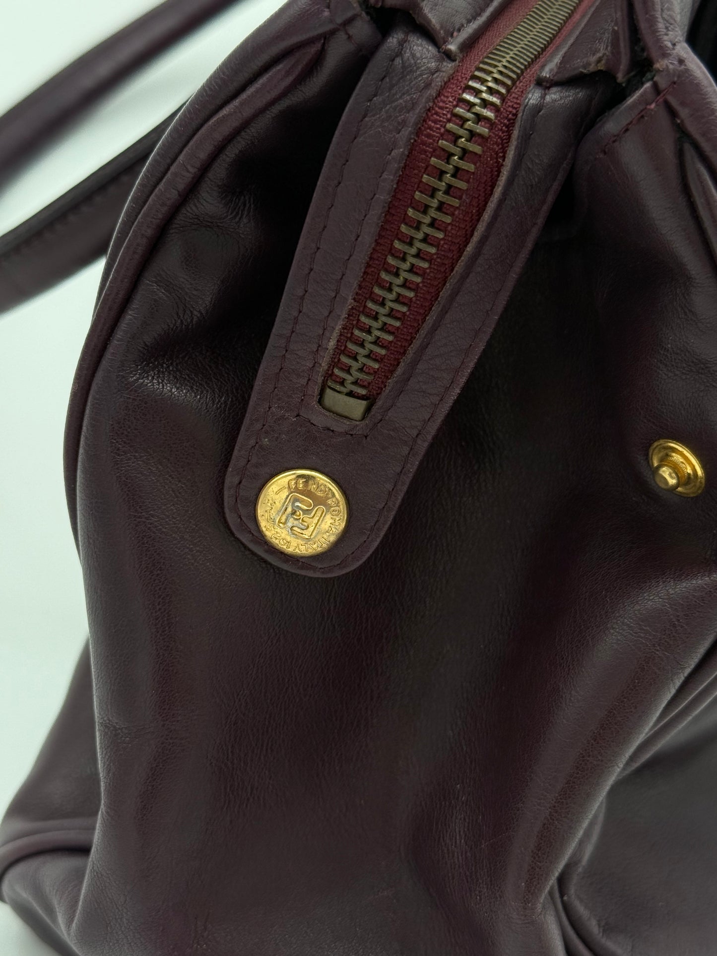 Fendi Shoulder Bag in Dark Burgundy Leather