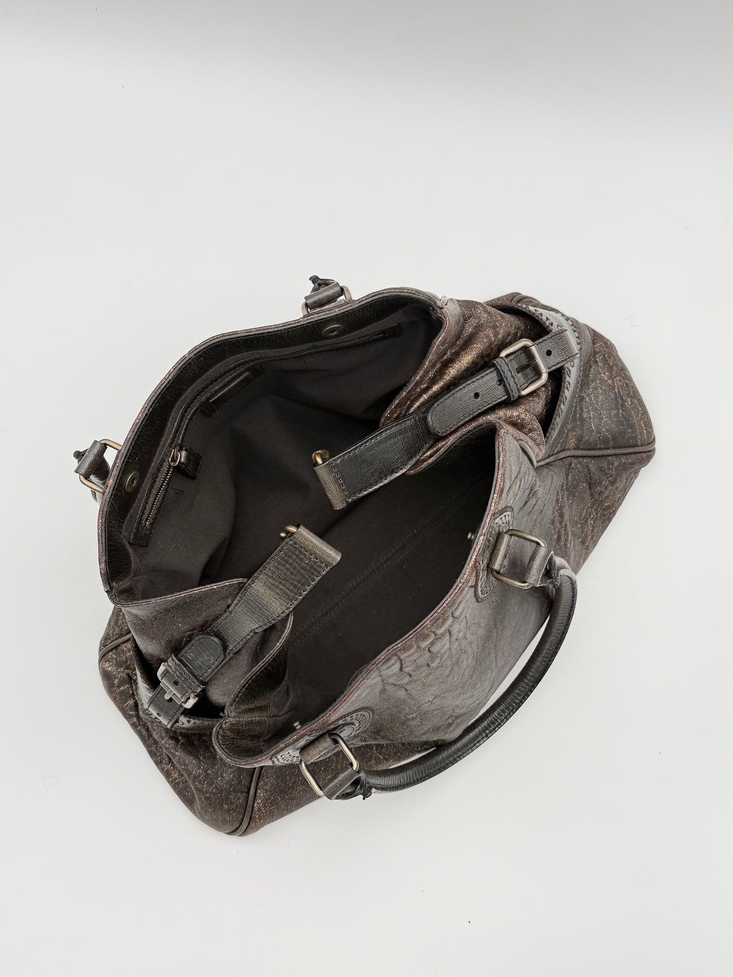 Fendi Metallic Brown Leather Bag