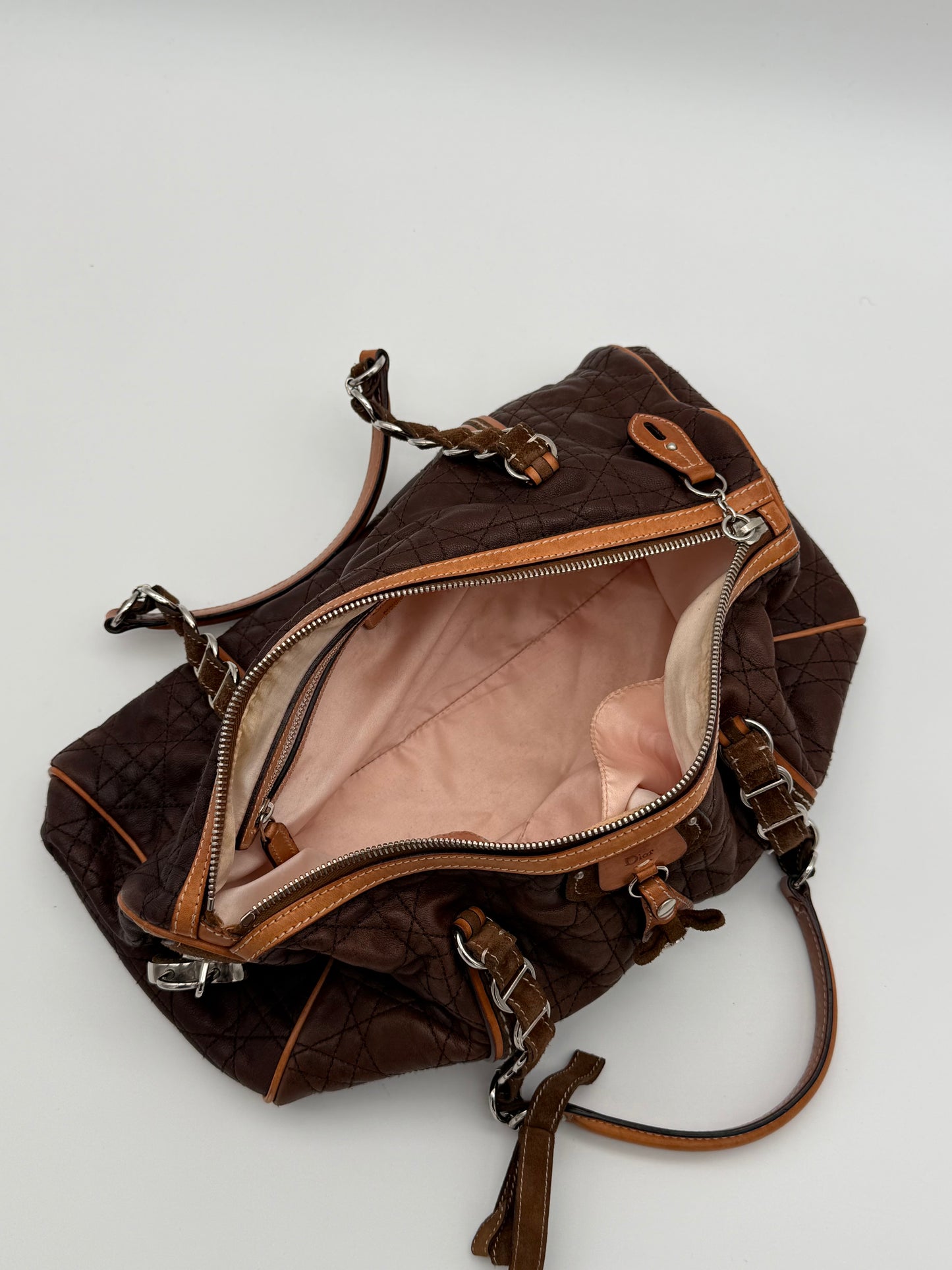 Dior Romantic Barrel Bag Brown Cannage Leather