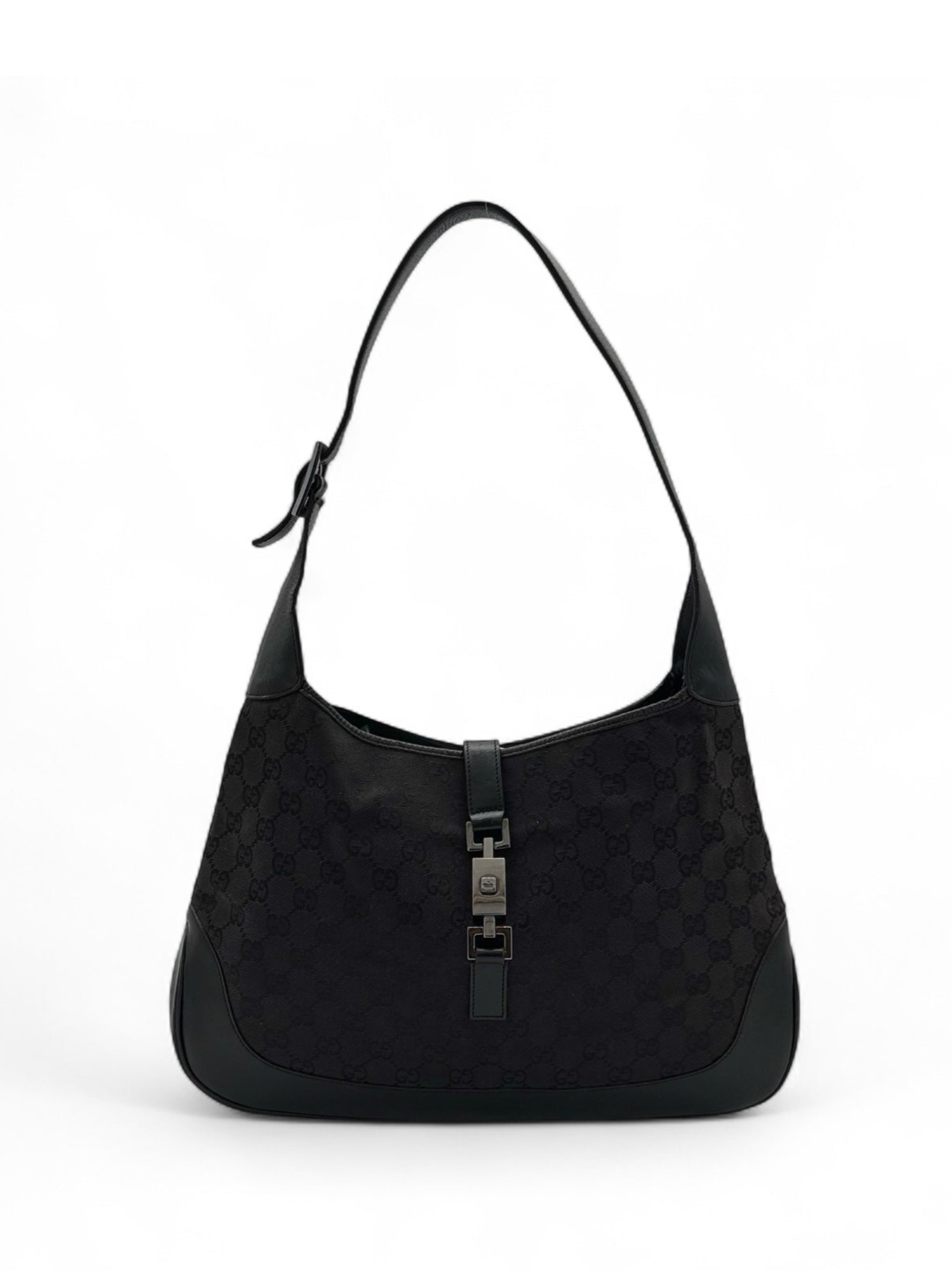 Gucci Jackie Shoulder Bag Black Monogram Canvas