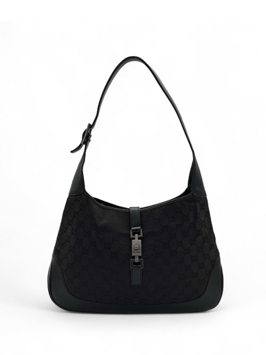 Gucci Jackie Shoulder Bag Black Monogram Canvas
