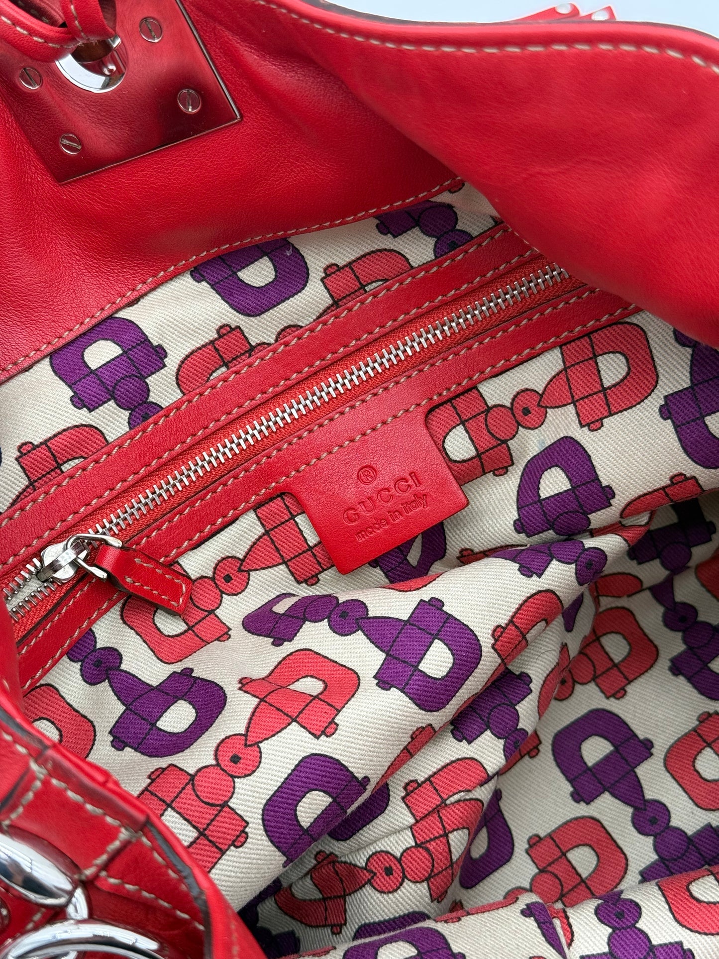 Gucci Indy Bamboo Tassel Bag Red Leather