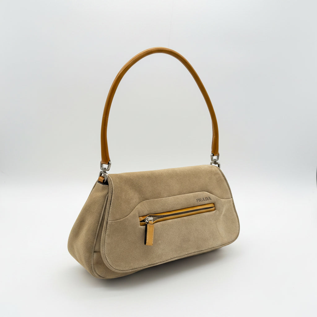 Prada Scamosciato Suede Shoulder Bag