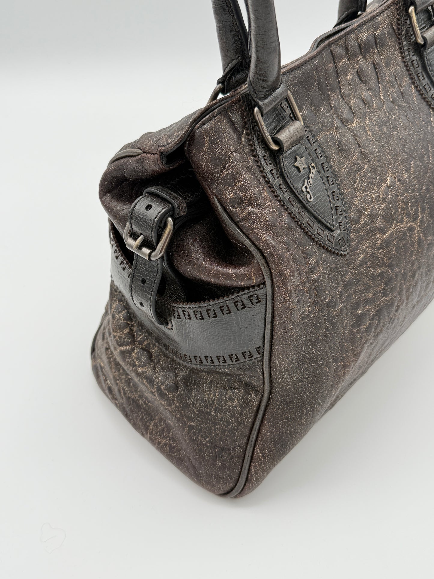 Fendi Metallic Brown Leather Bag