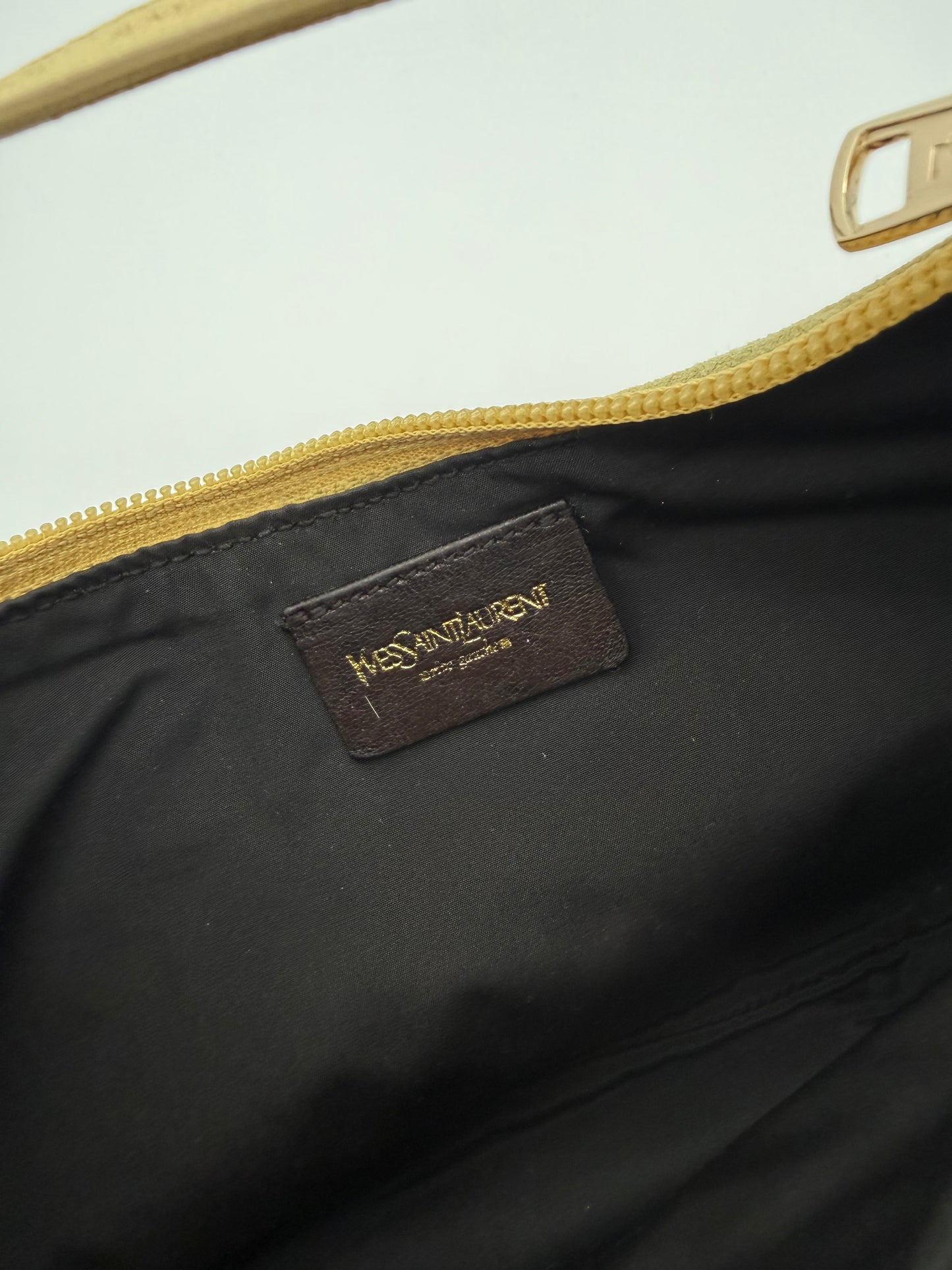 Yves Saint Laurent St Tropez Yellow Suede Ruffle Shoulder Bag