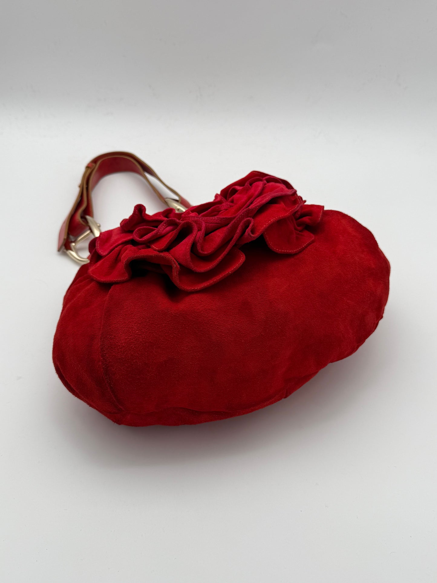 Saint Laurent Nadja Rose Suede Shoulder Bag