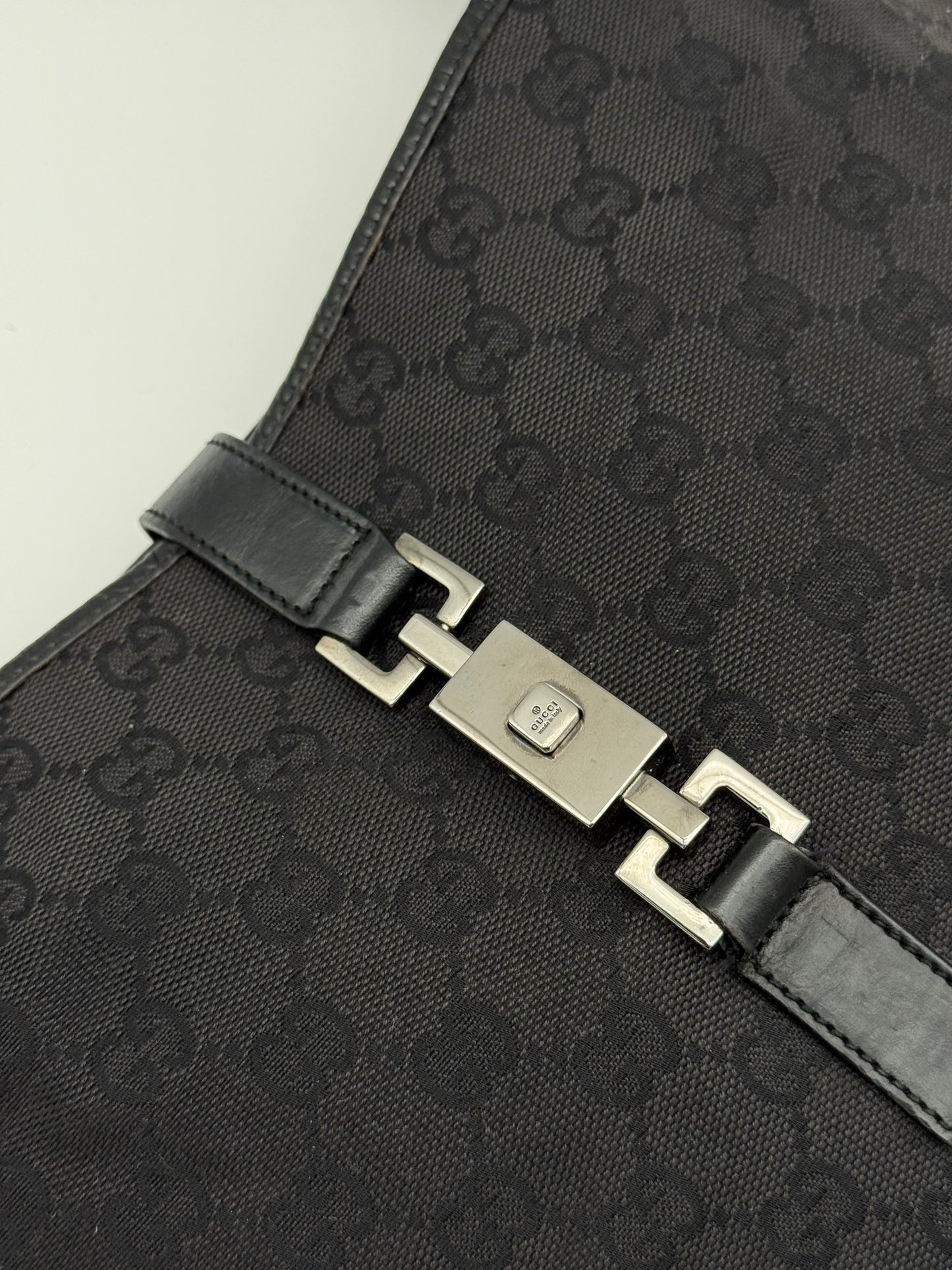 Gucci Jackie Shoulder Bag Black Monogram Canvas