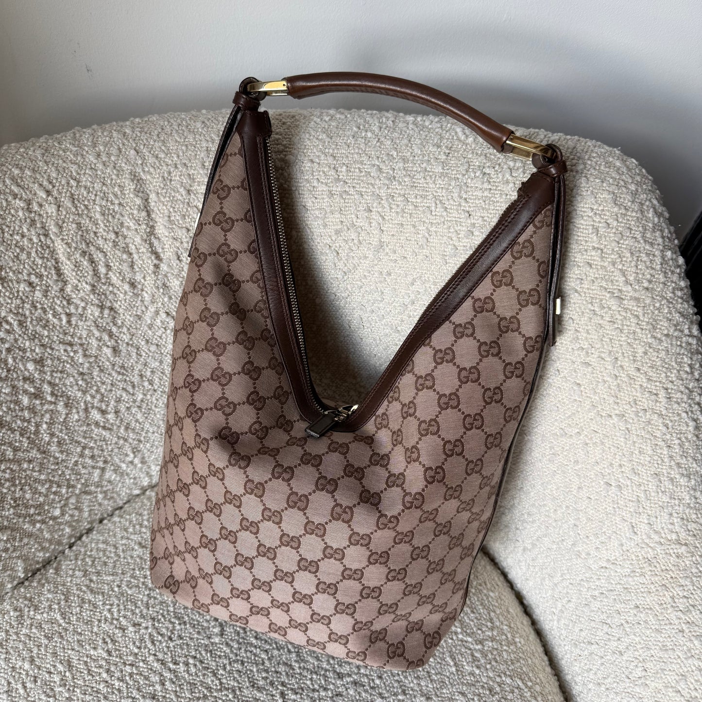 Gucci GG Canvas Hobo Bag Brown