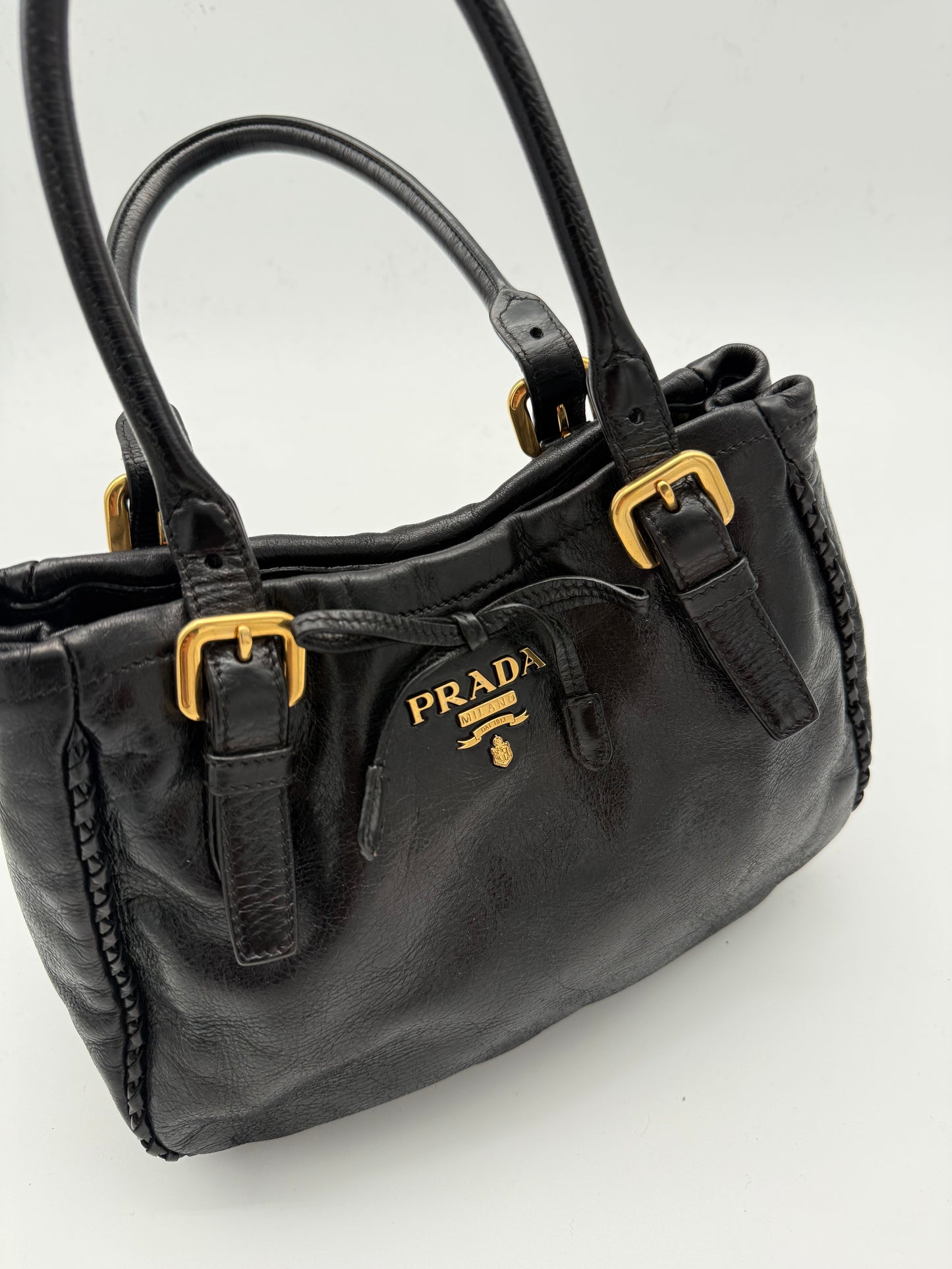 Prada Leather Shoulder Bag — Black