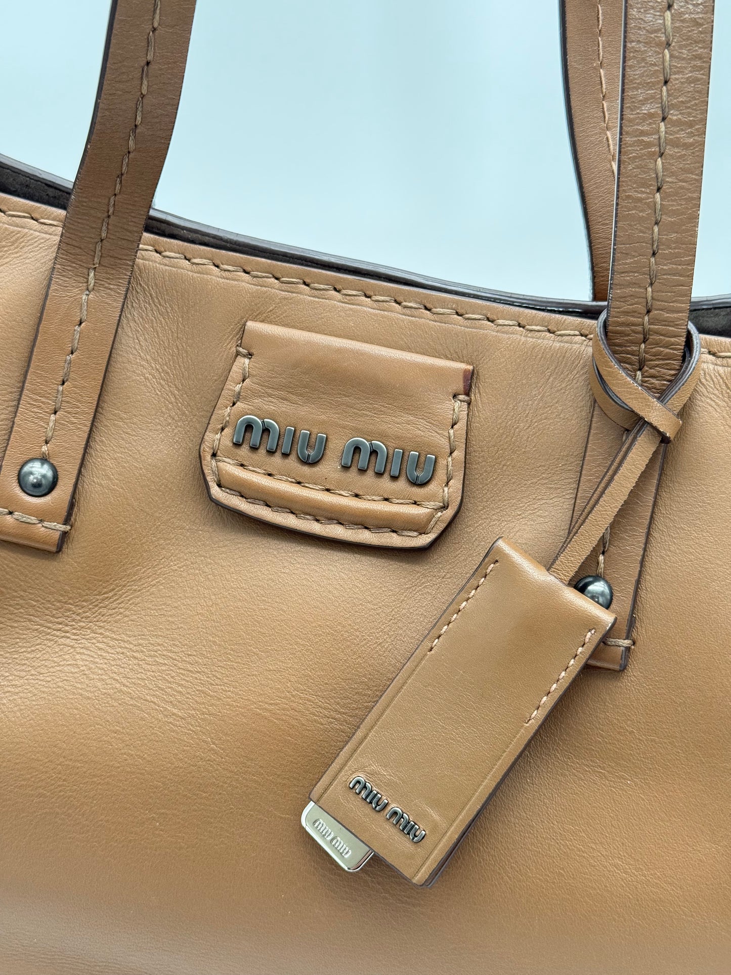 Miu Miu Vintage Montana Calf Leather Tote Bag