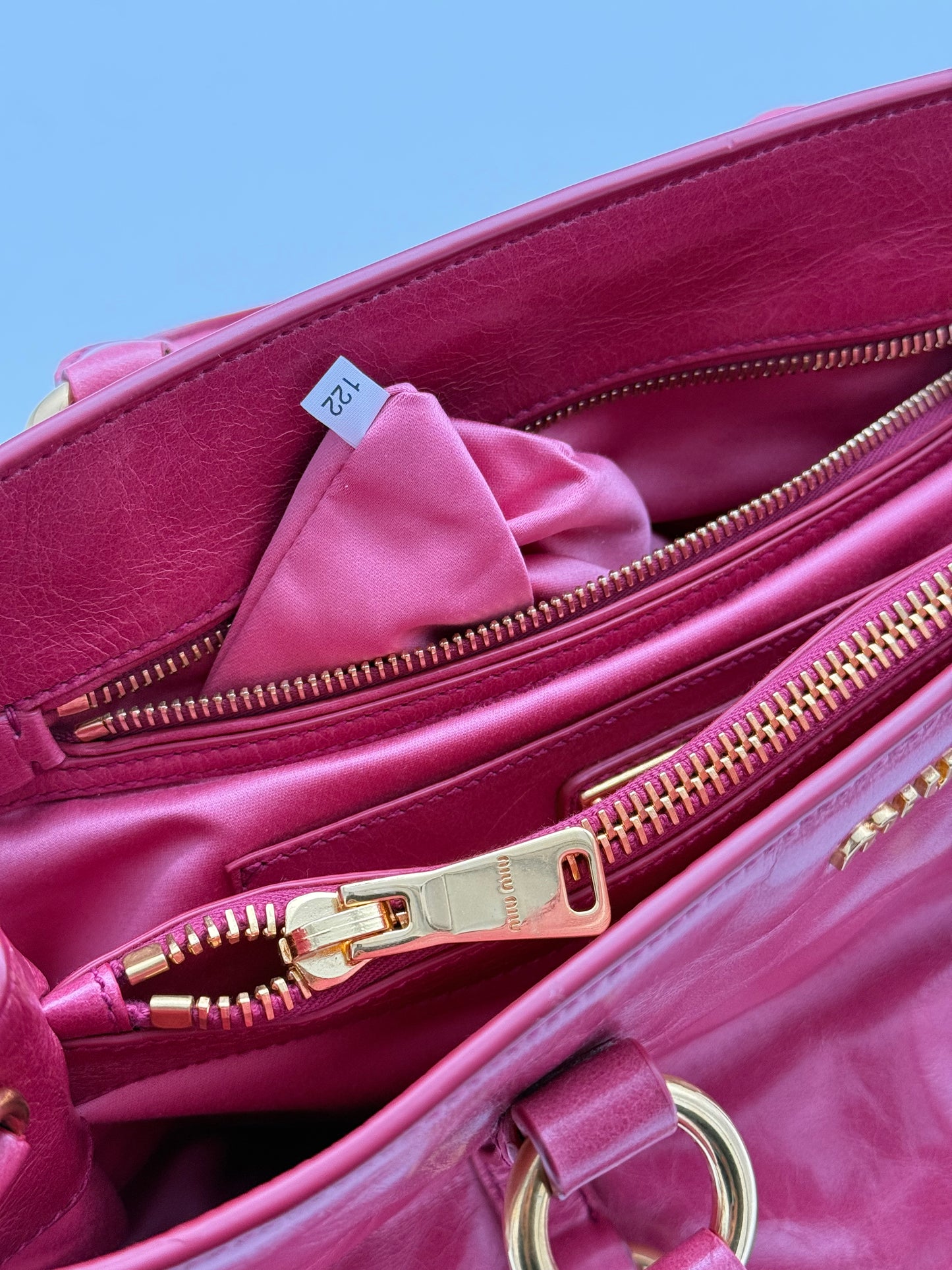 Miu Miu Vitello Handbag in Peonia Pink