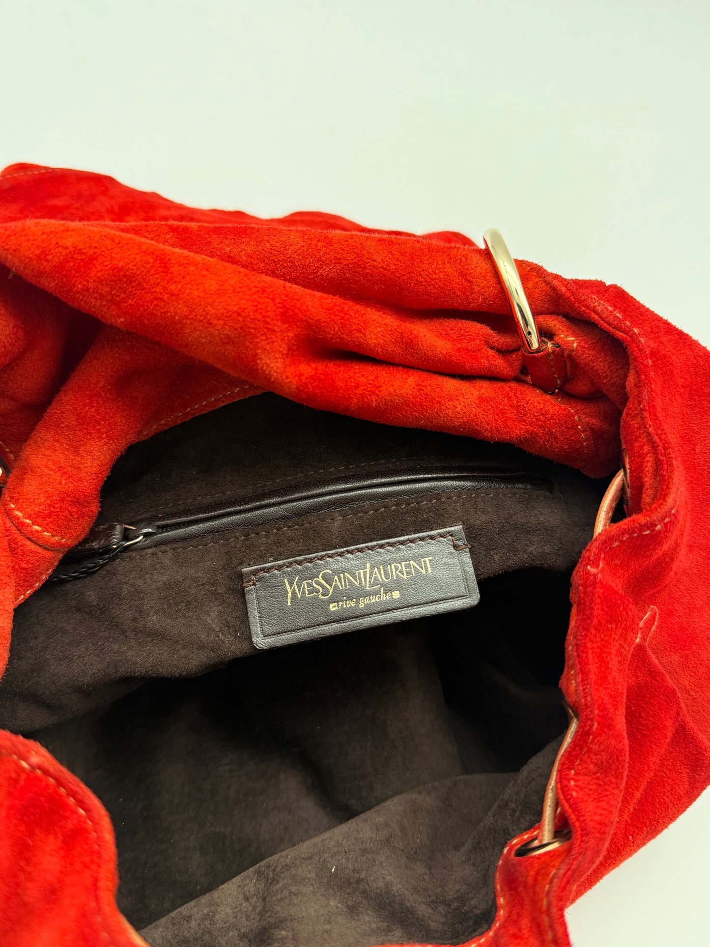 Saint Laurent Nadja Rose Suede Shoulder Bag