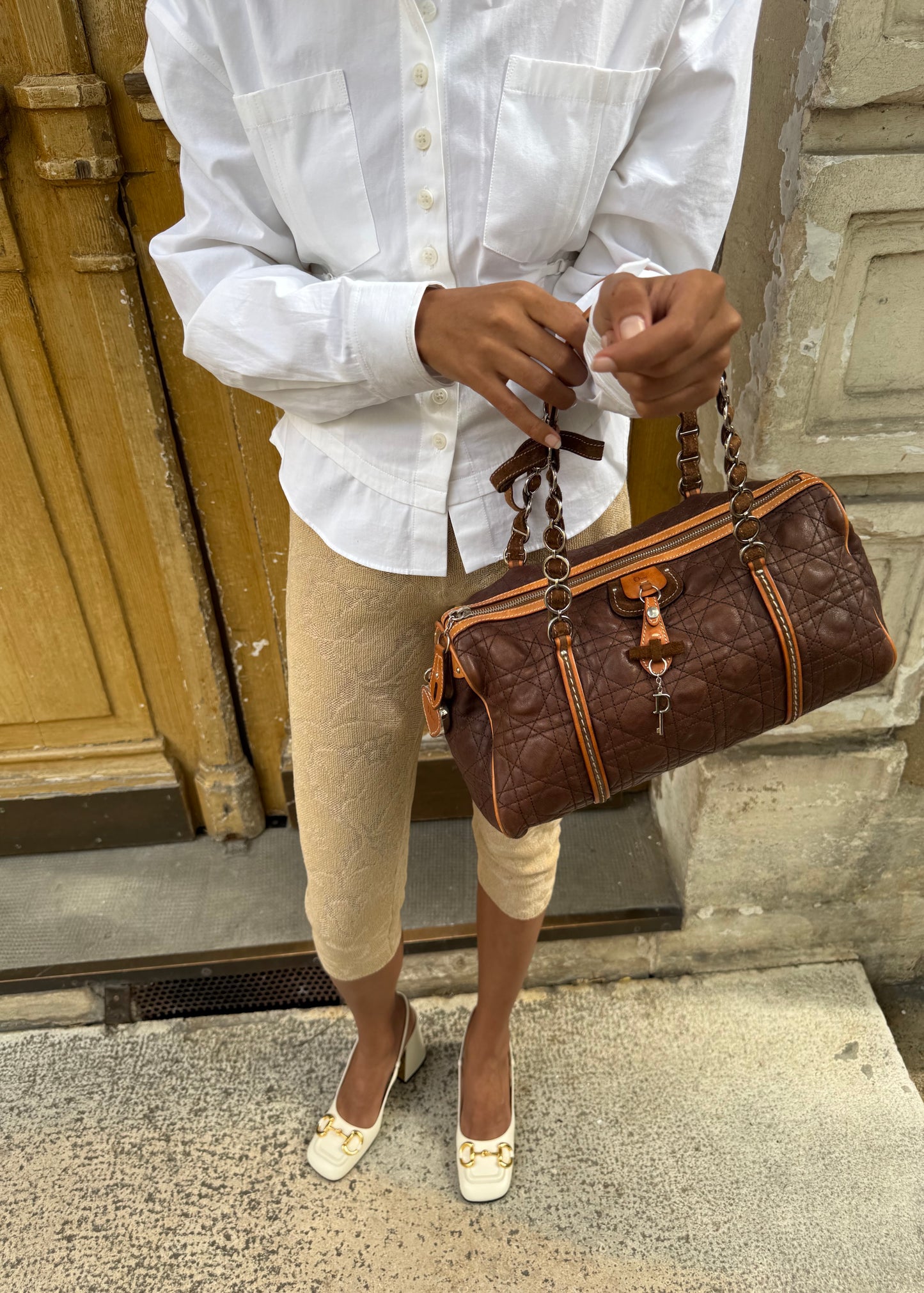 Dior Romantic Barrel Bag Brown Cannage Leather