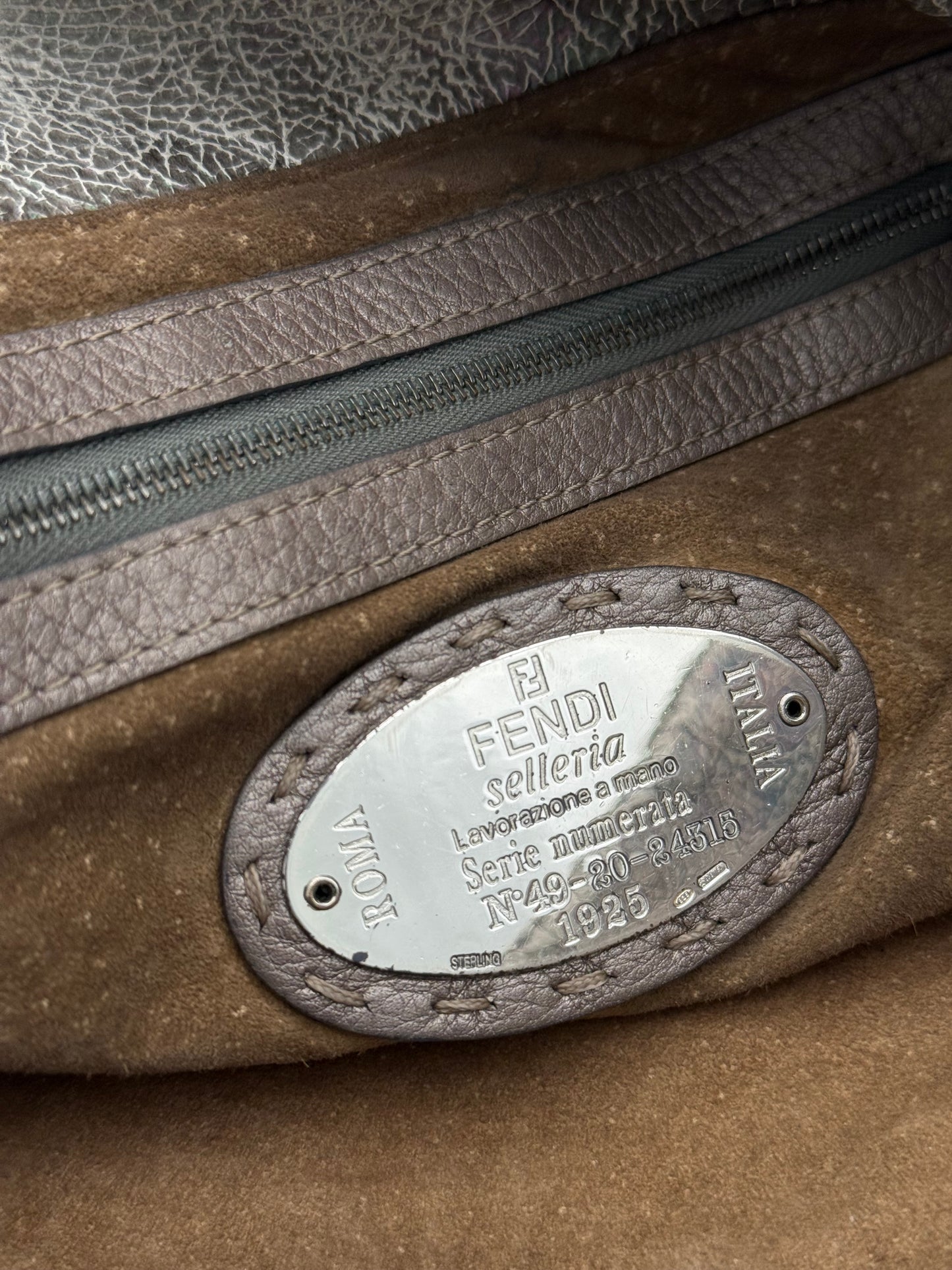 Fendi Selleria Distressed Leather Shoulder Bag