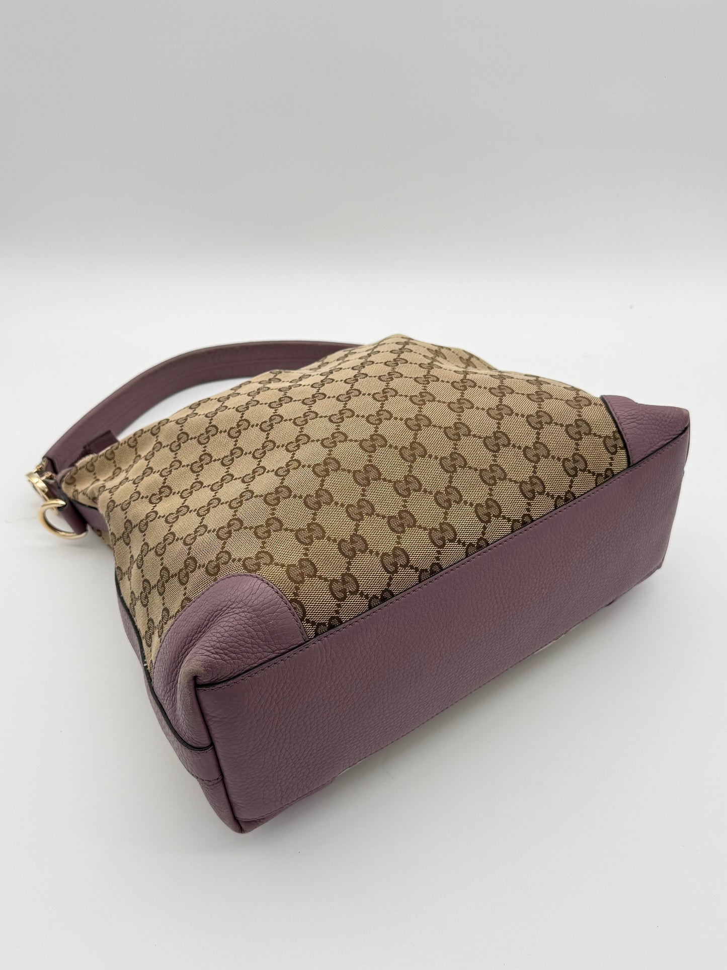 Gucci GG Canvas Hobo Bag in Mauve Leather