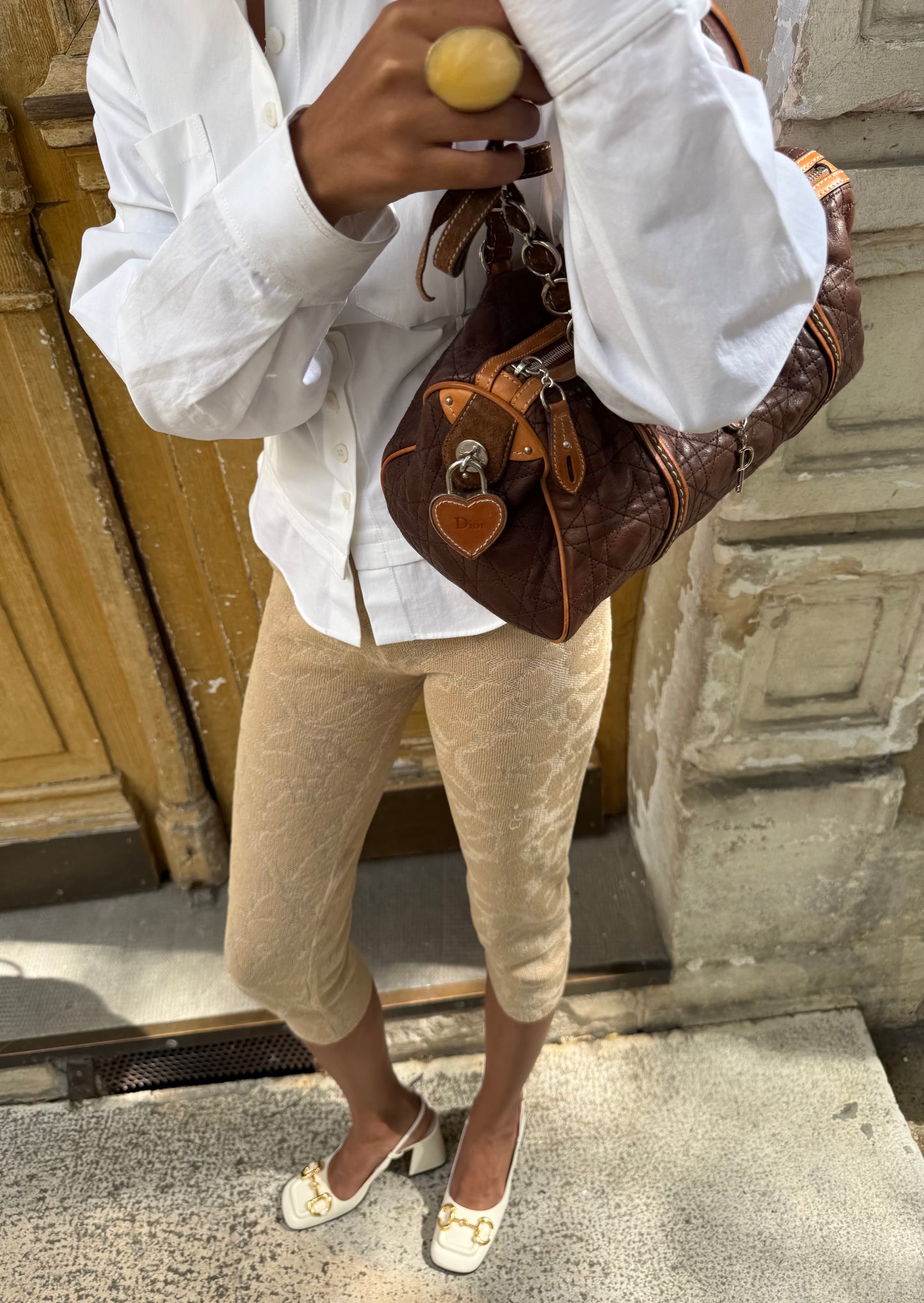 Dior Romantic Barrel Bag Brown Cannage Leather