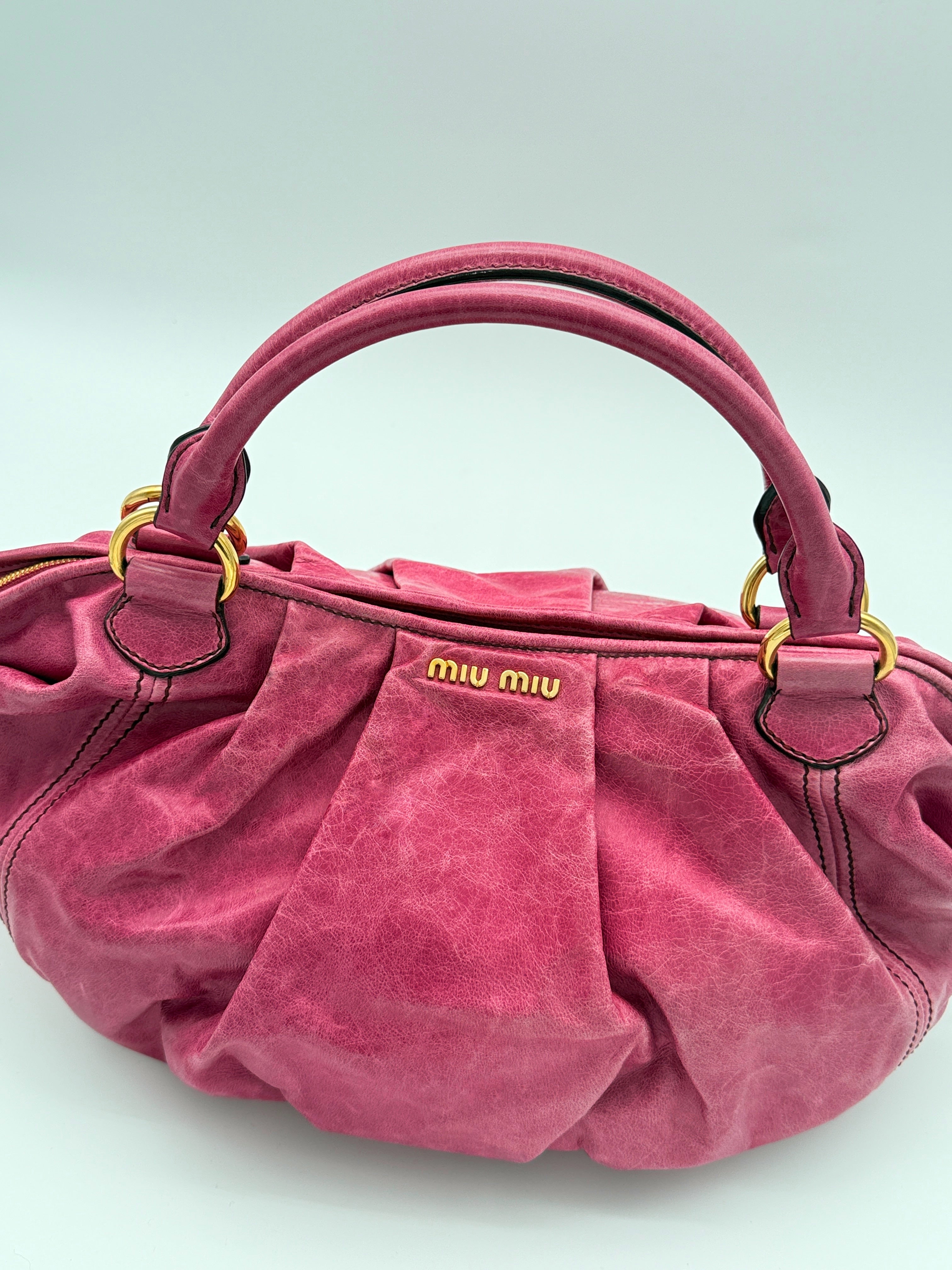 あ*す様 MIU MIU/archive leather handbag miu miu Archive Handbag Totebag Big Stitch String Leather