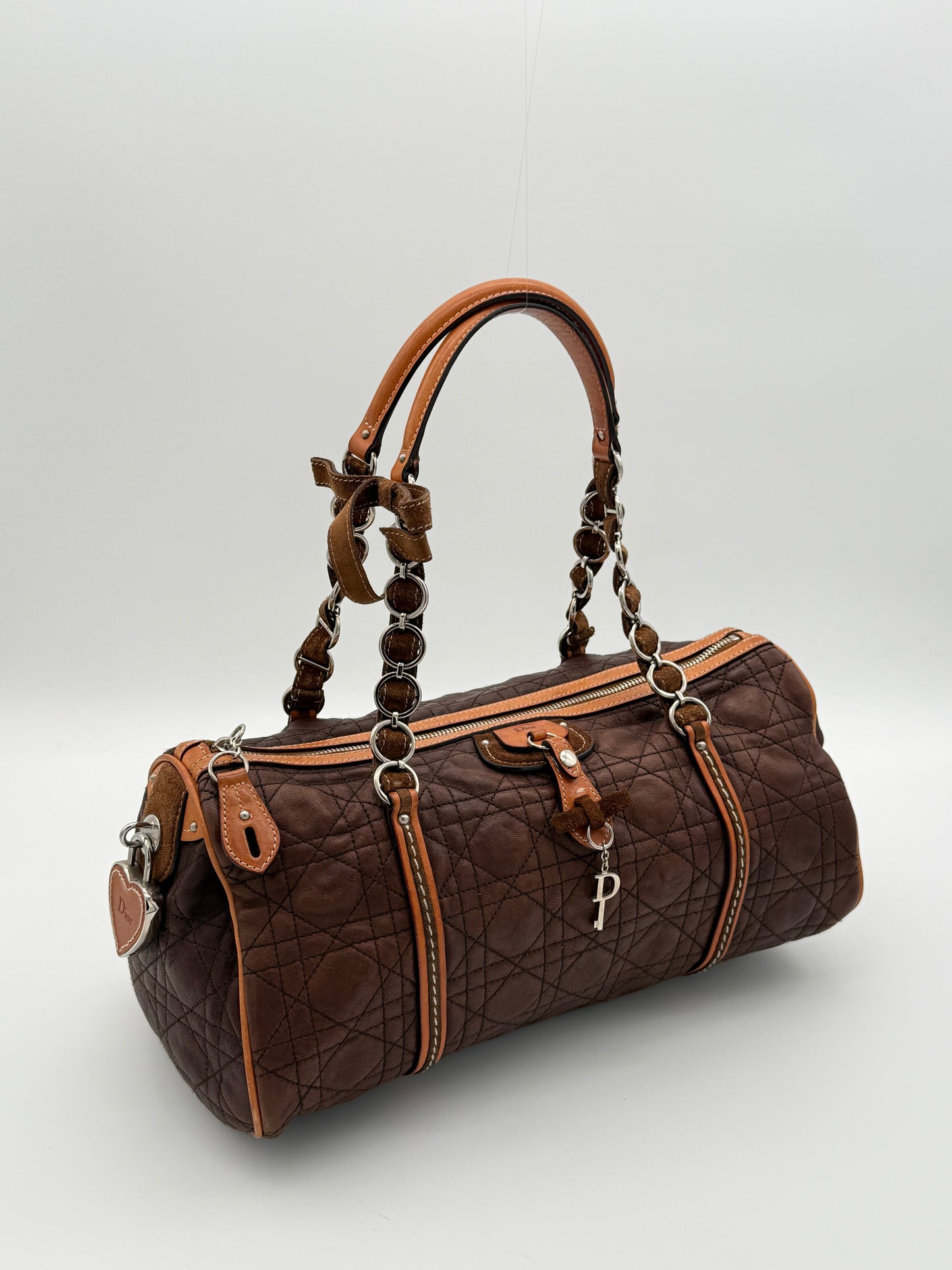 Dior Romantic Barrel Bag Brown Cannage Leather