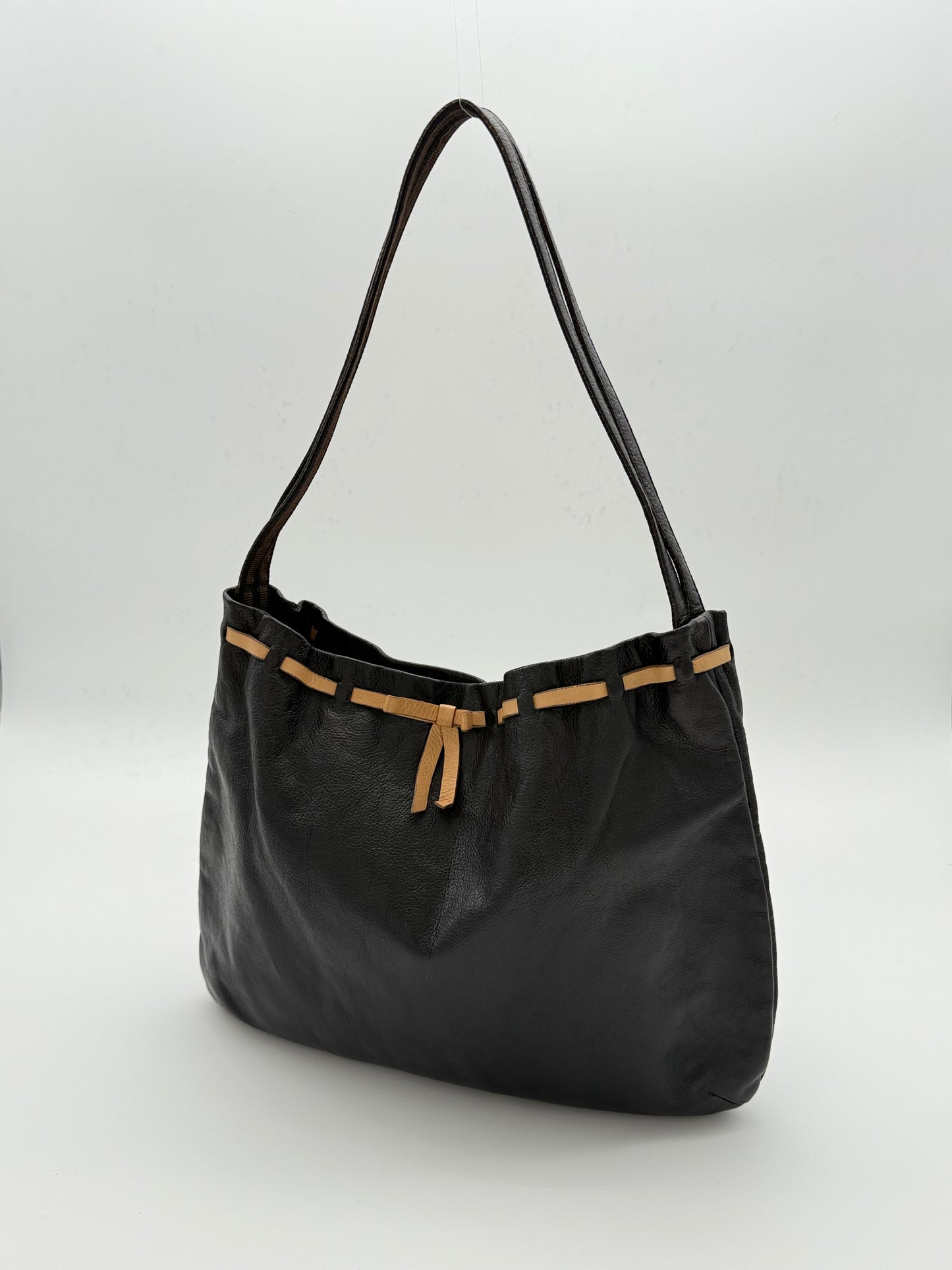 Miu Miu Black Leather Bow Shoulder Bag
