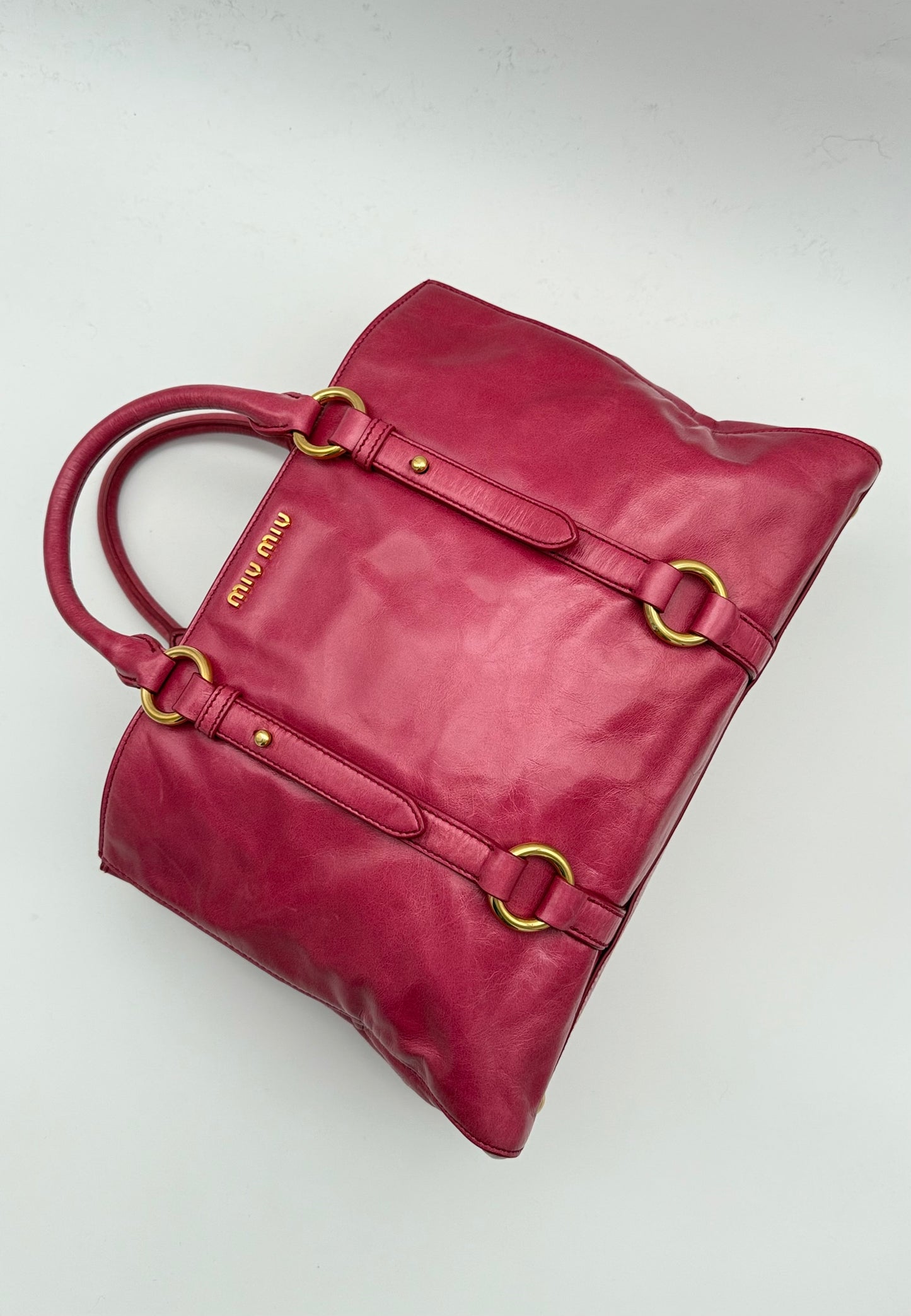 Miu Miu Vitello Handbag in Peonia Pink