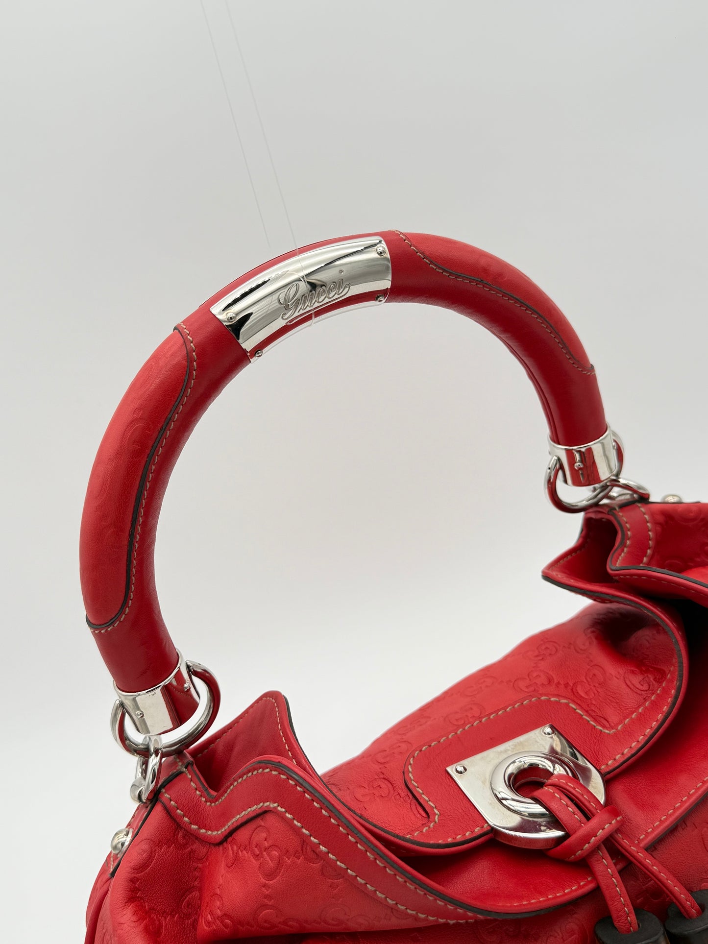 Gucci Indy Bamboo Tassel Bag Red Leather