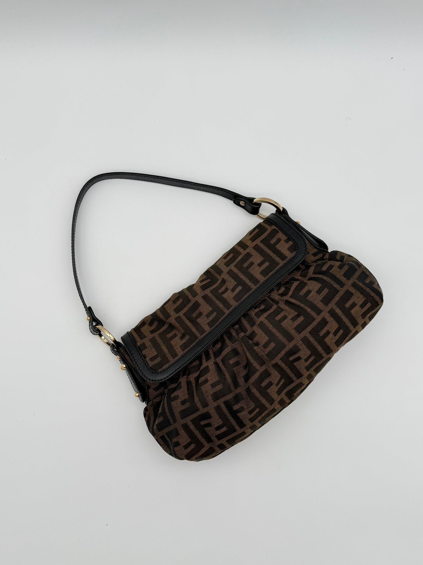 Fendi Zucca Chef Shoulder Bag Brown Canvas