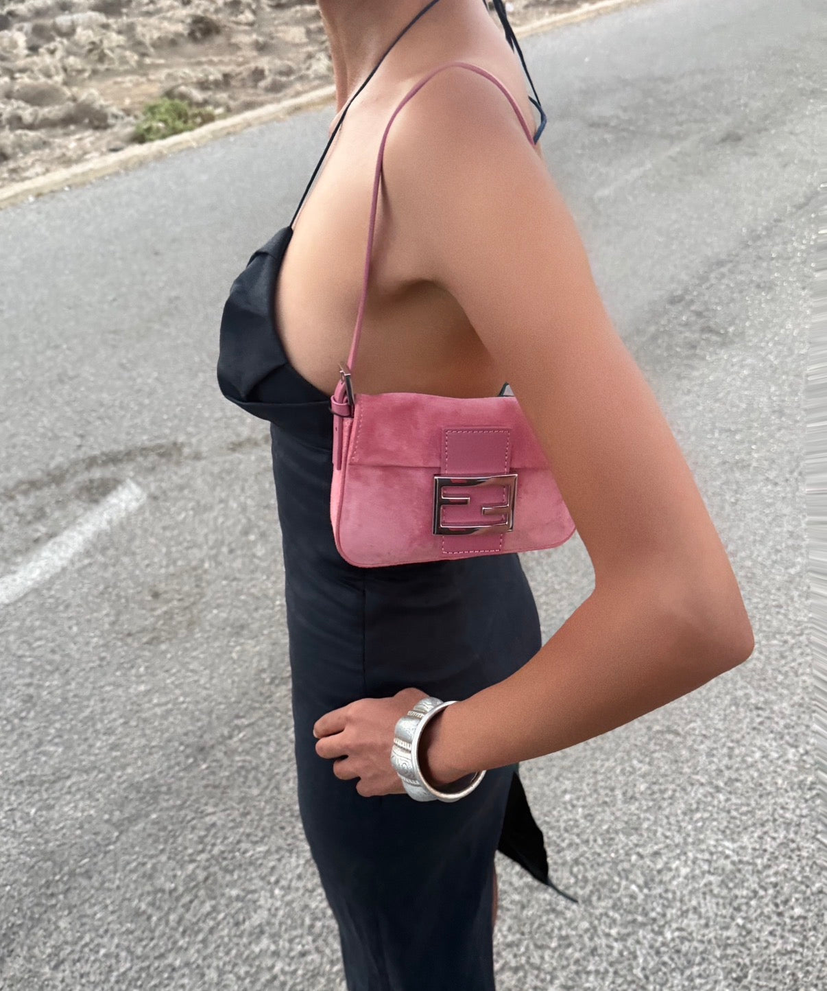 Fendi Baguette Pink Suede