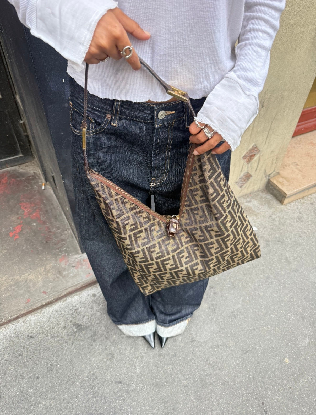 Fendi Vintage FF Monogram V Hobo Bag