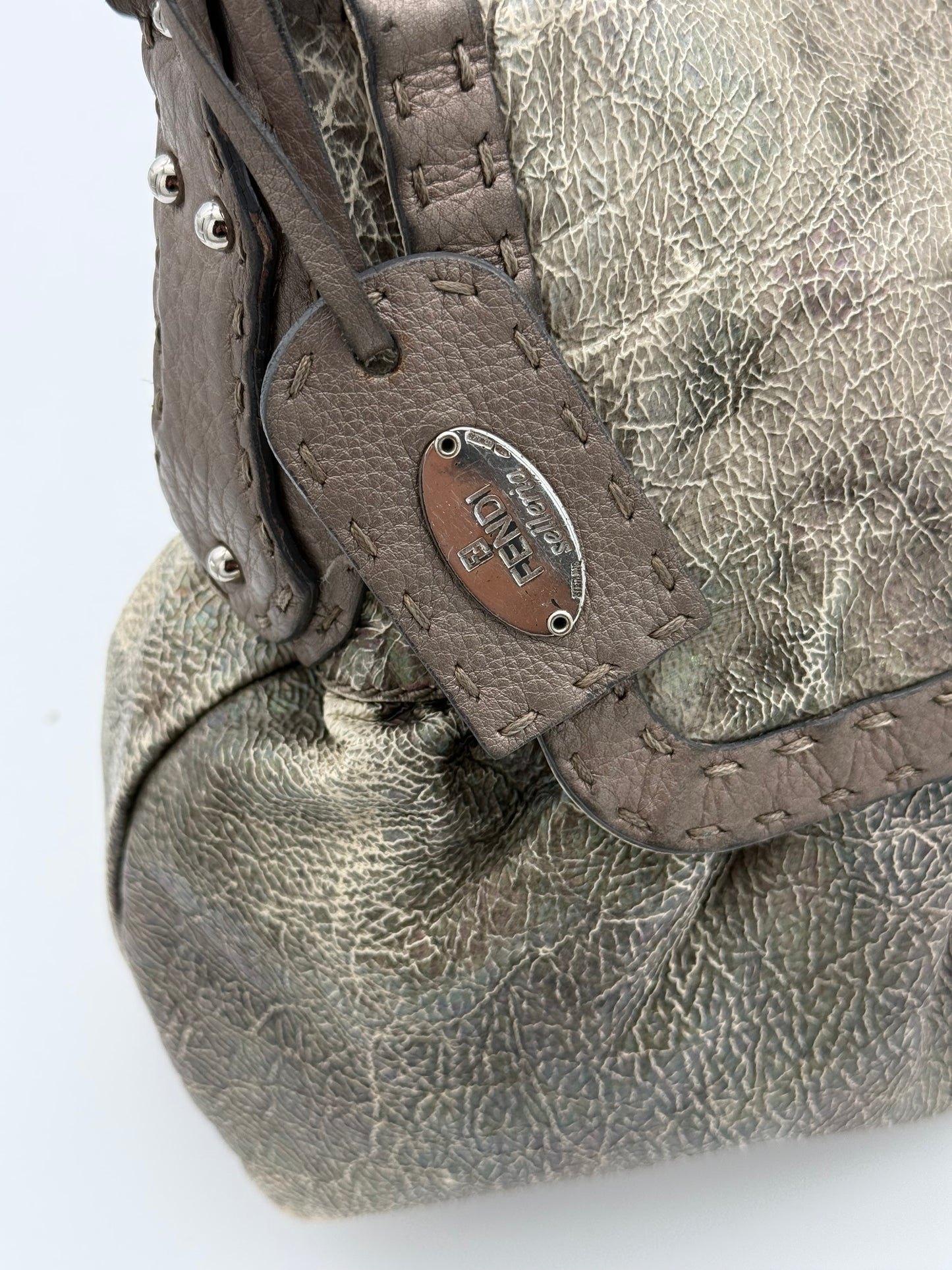 Fendi Selleria Distressed Leather Shoulder Bag